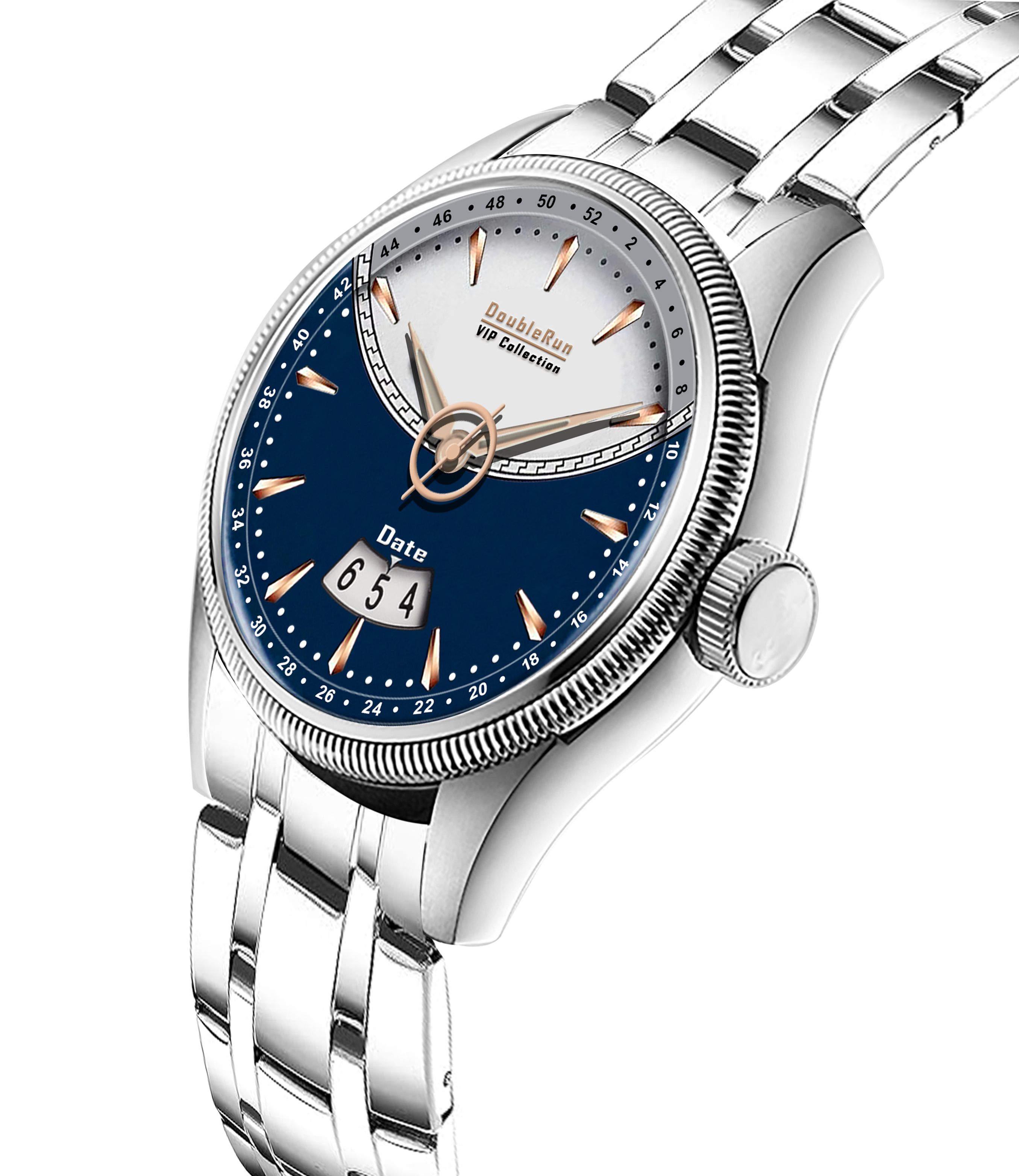 DOUBLERUN DR22003 Stainless Steel Men’s Wrist Watch with Date Function