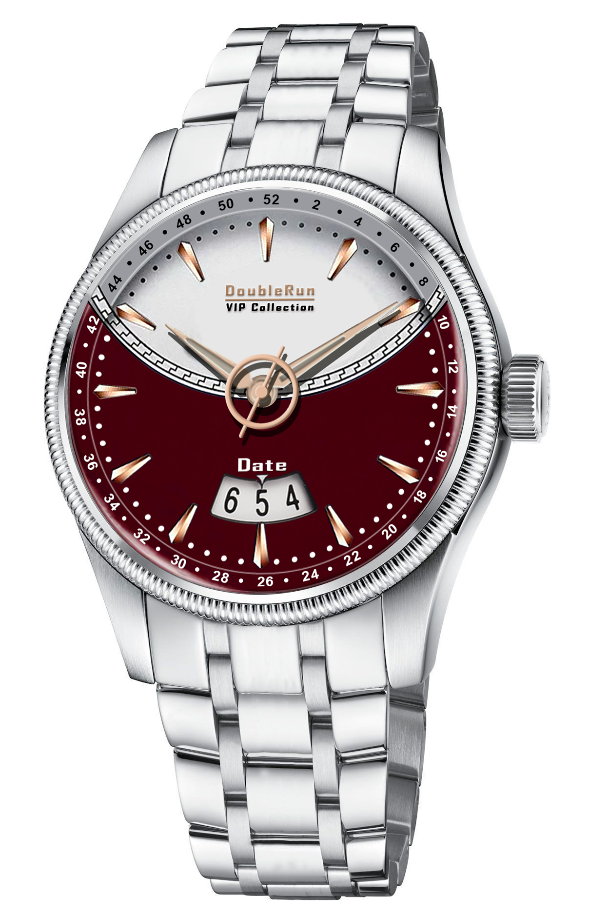 DOUBLERUN DR22004 Stainless Steel Men’s Wrist Watch with Date Function