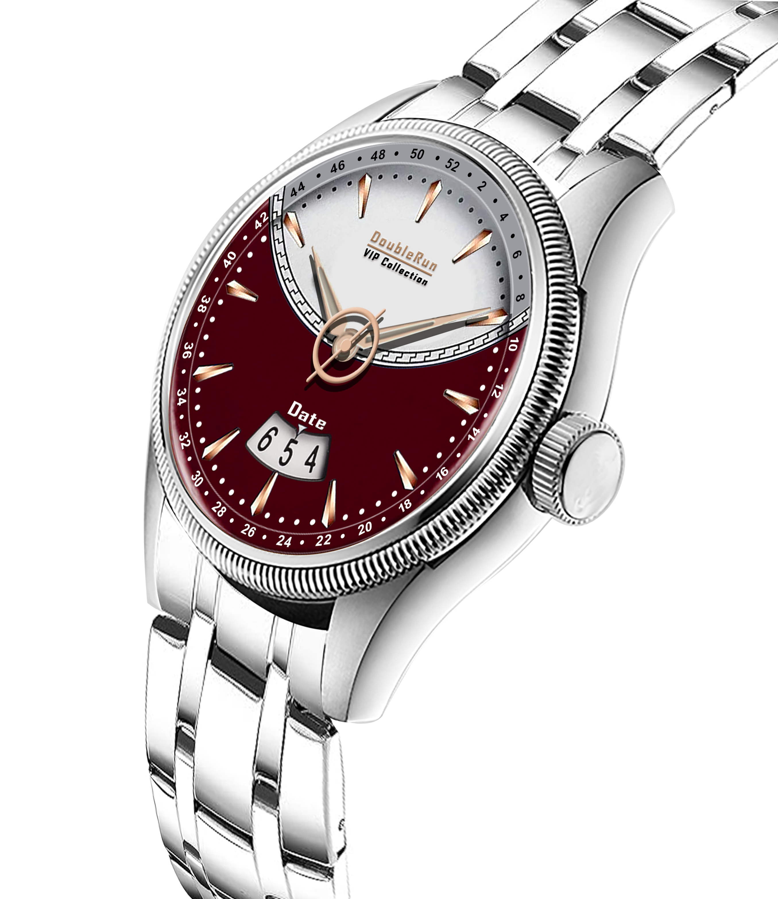 DOUBLERUN DR22004 Stainless Steel Men’s Wrist Watch with Date Function