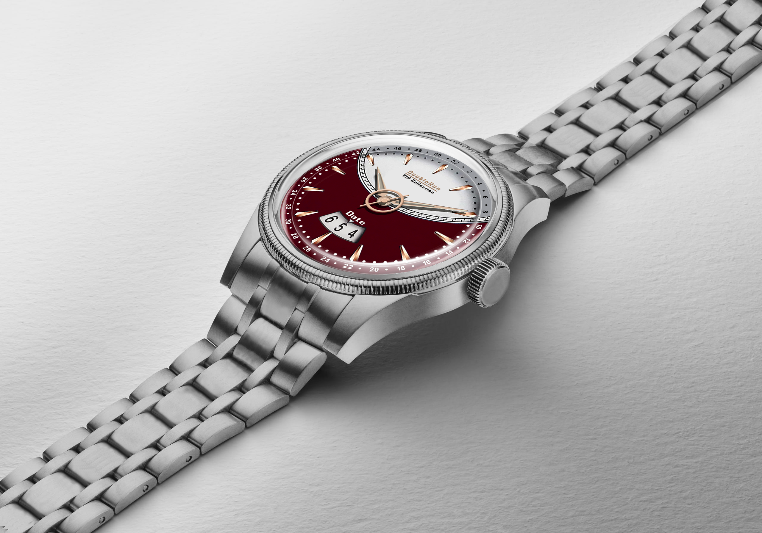 DOUBLERUN DR22004 Stainless Steel Men’s Wrist Watch with Date Function