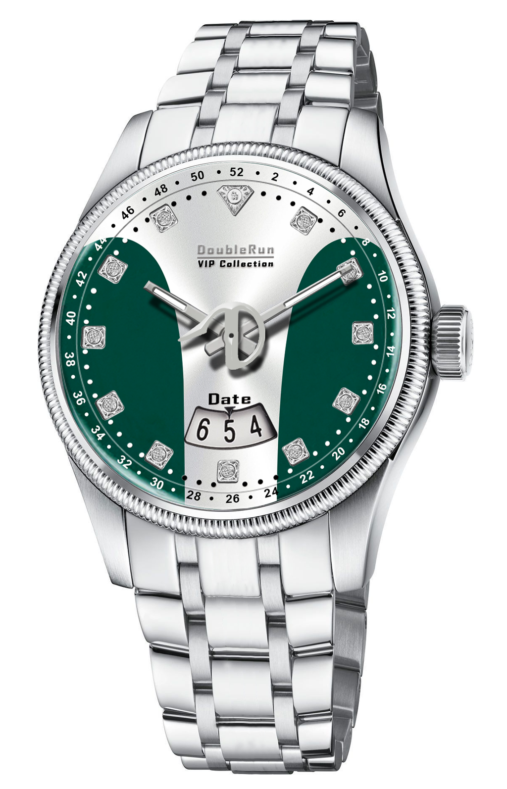 DOUBLERUN DR23001 Stainless Steel Men’s Wrist Watch with Date Function