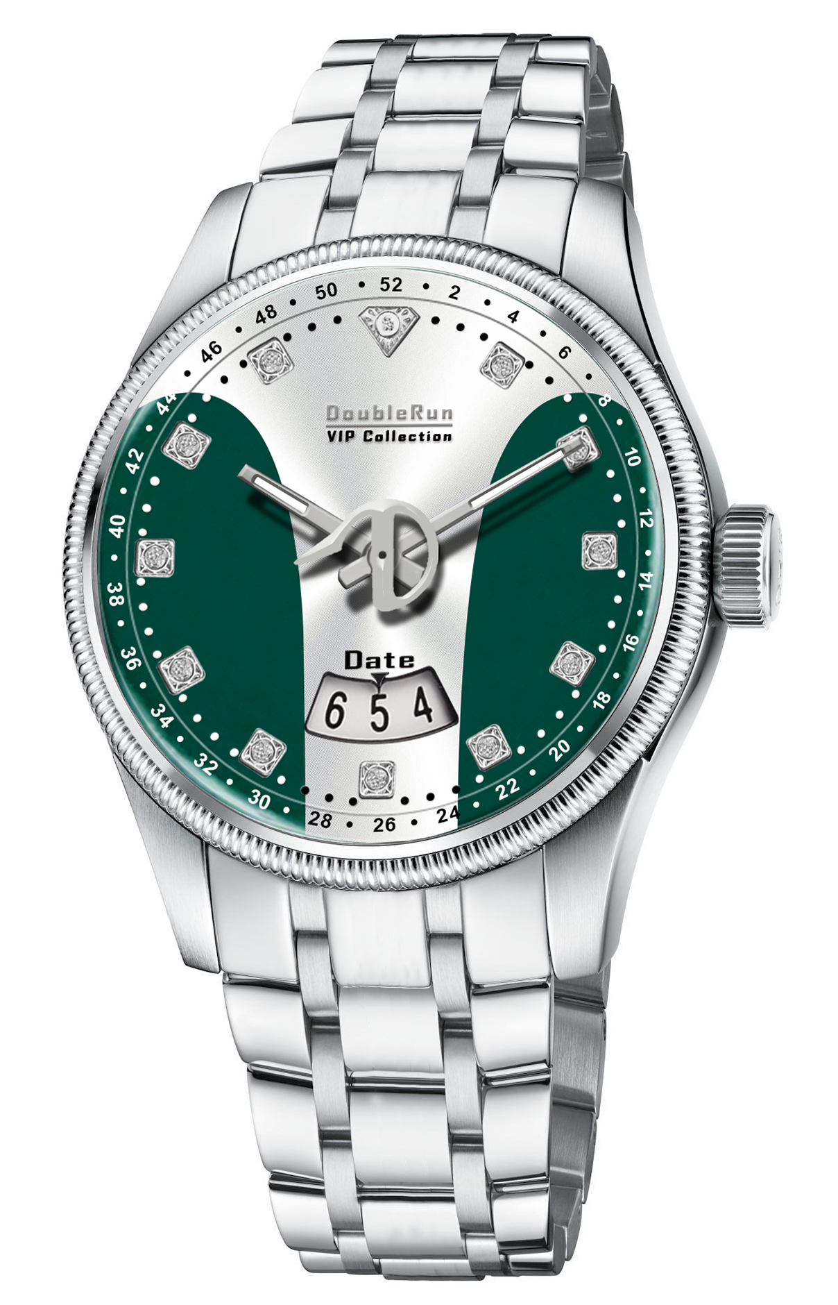 DOUBLERUN DR23001 Stainless Steel Men’s Wrist Watch with Date Function