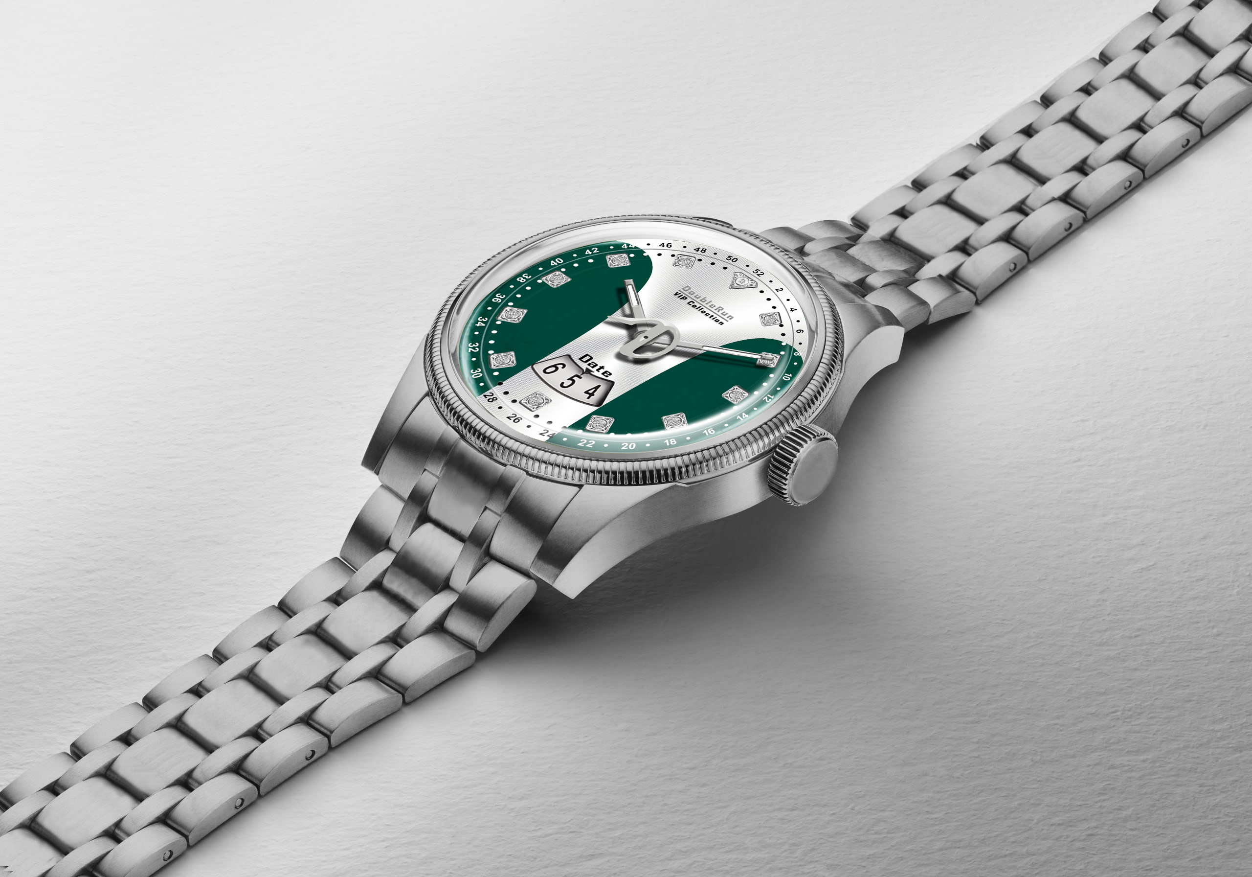 DOUBLERUN DR23001 Stainless Steel Men’s Wrist Watch with Date Function