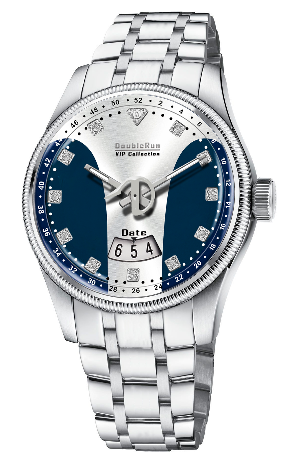 DOUBLERUN DR23003 Stainless Steel Men’s Wrist Watch with Date Function