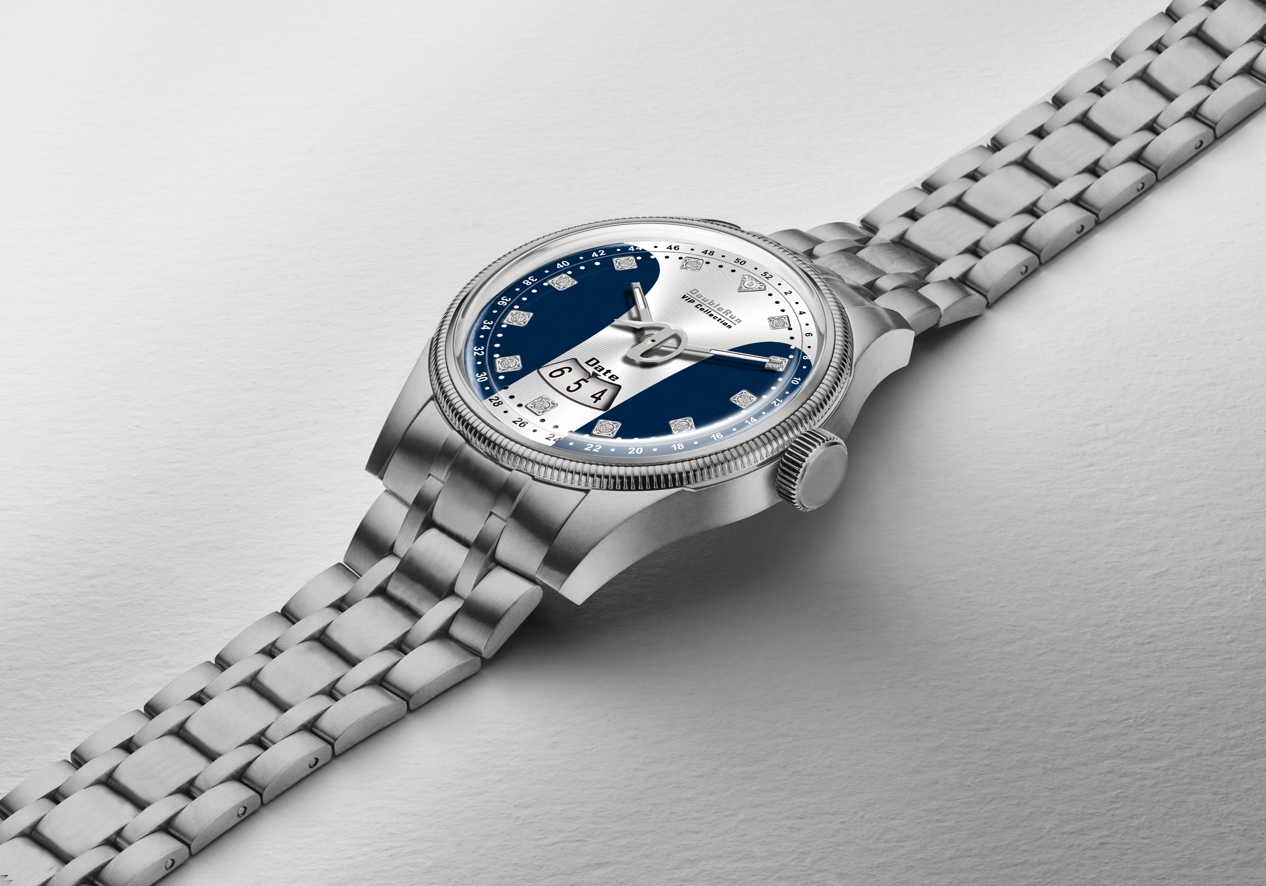 DOUBLERUN DR23003 Stainless Steel Men’s Wrist Watch with Date Function