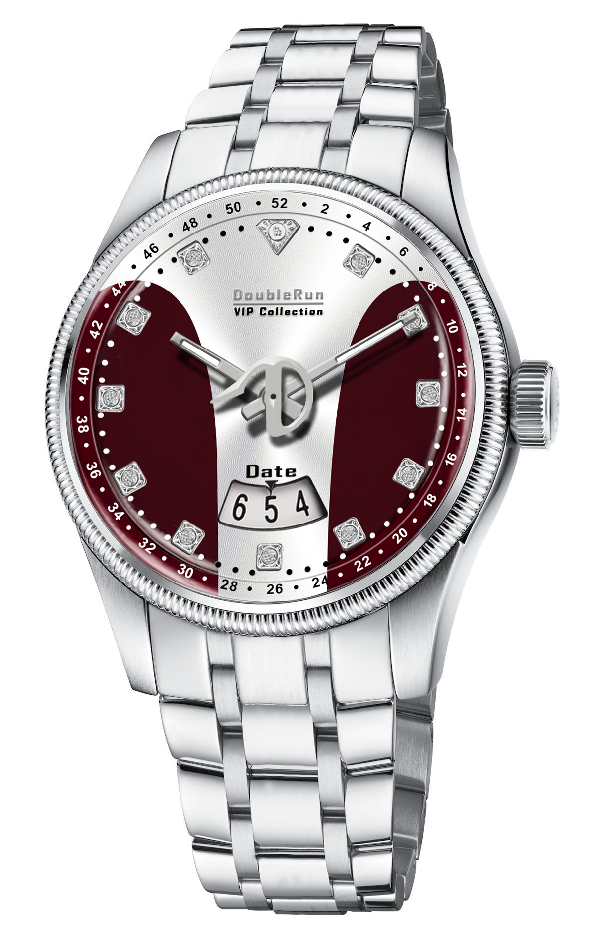 DOUBLERUN DR23004 Stainless Steel Men’s Wrist Watch with Date Function