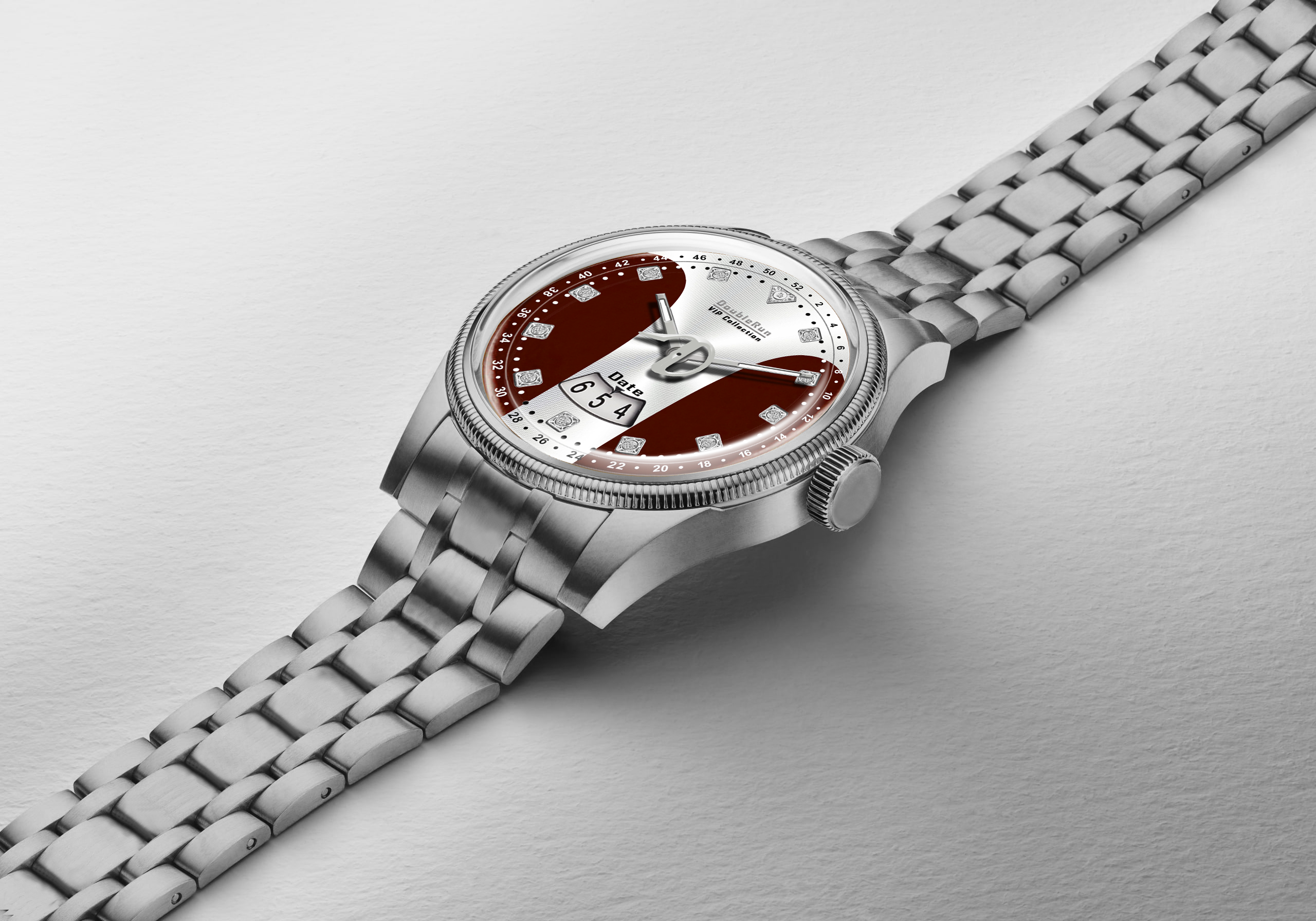 DOUBLERUN DR23004 Stainless Steel Men’s Wrist Watch with Date Function