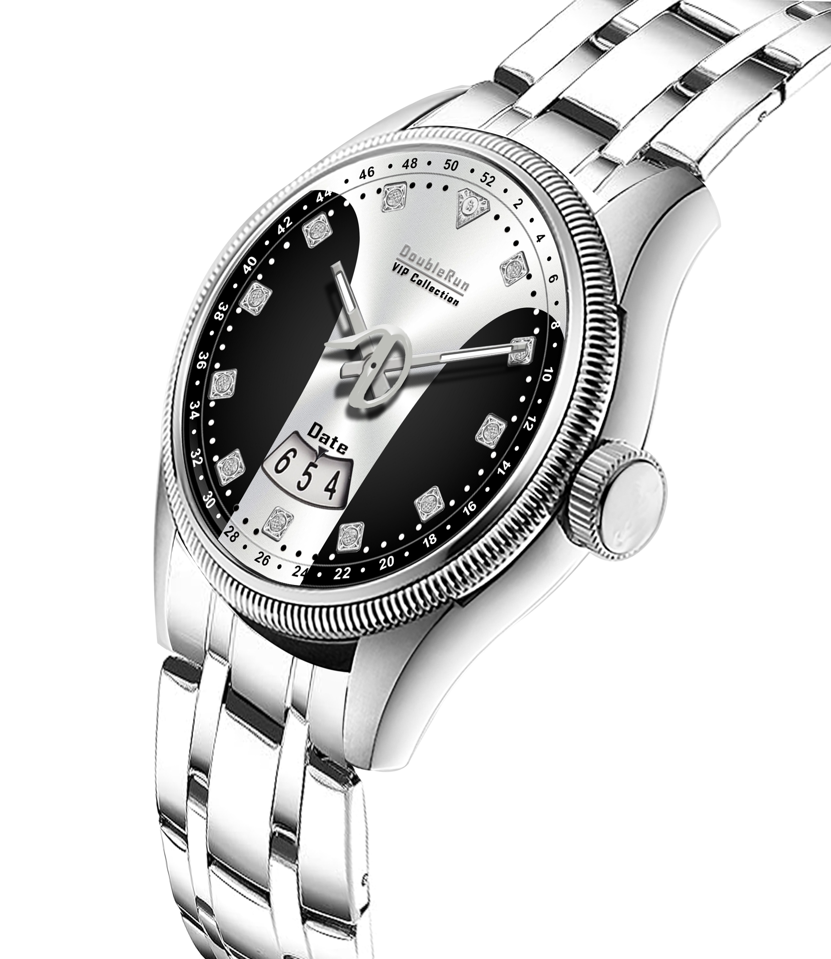 DOUBLERUN DR23005 Stainless Steel Men’s Wrist Watch with Date Function