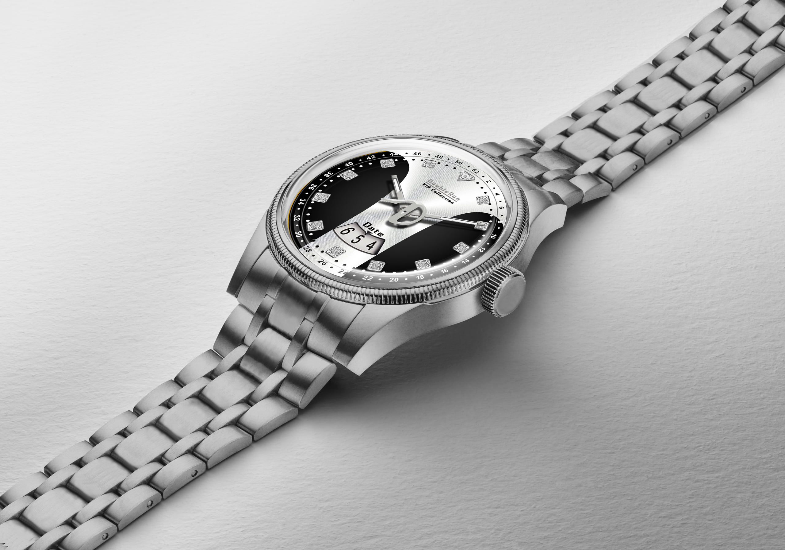 DOUBLERUN DR23005 Stainless Steel Men’s Wrist Watch with Date Function