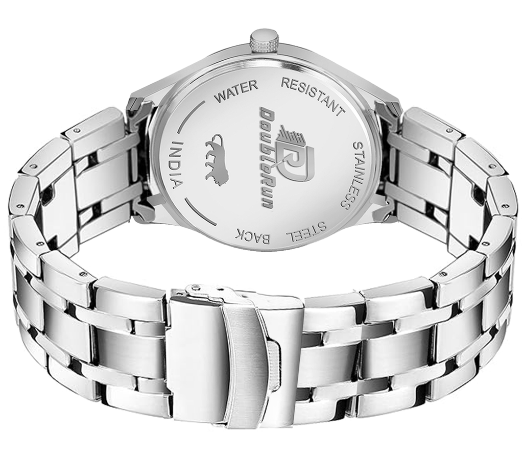 DOUBLERUN DR23005 Stainless Steel Men’s Wrist Watch with Date Function