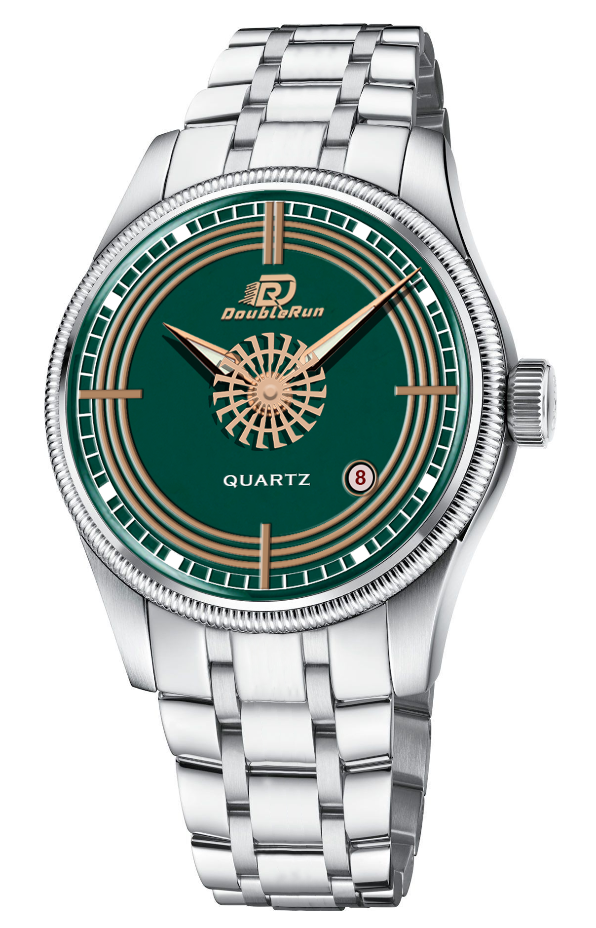 DOUBLERUN DR26001 Stainless Steel Men’s Wrist Watch with Date Function