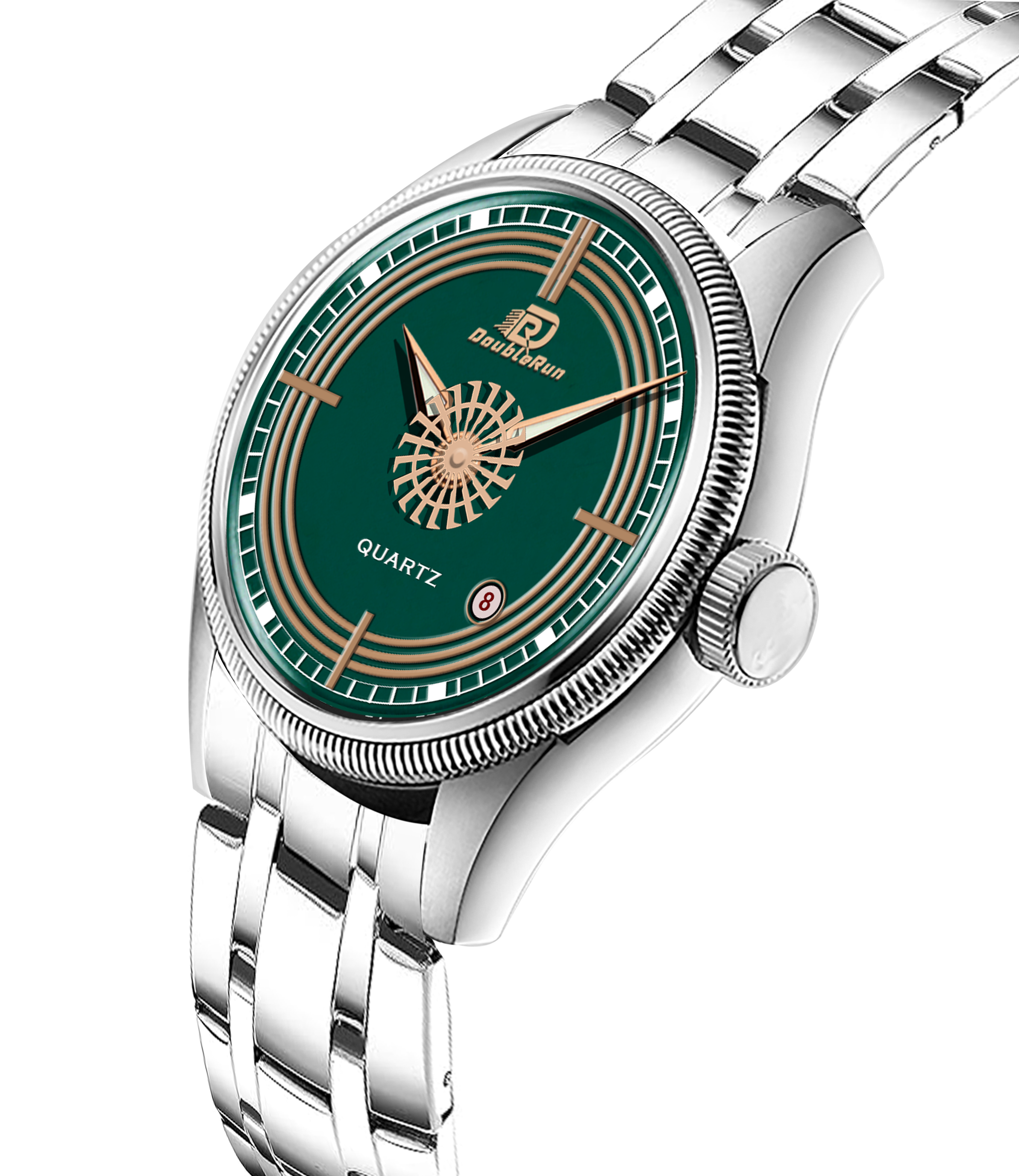 DOUBLERUN DR26001 Stainless Steel Men’s Wrist Watch with Date Function