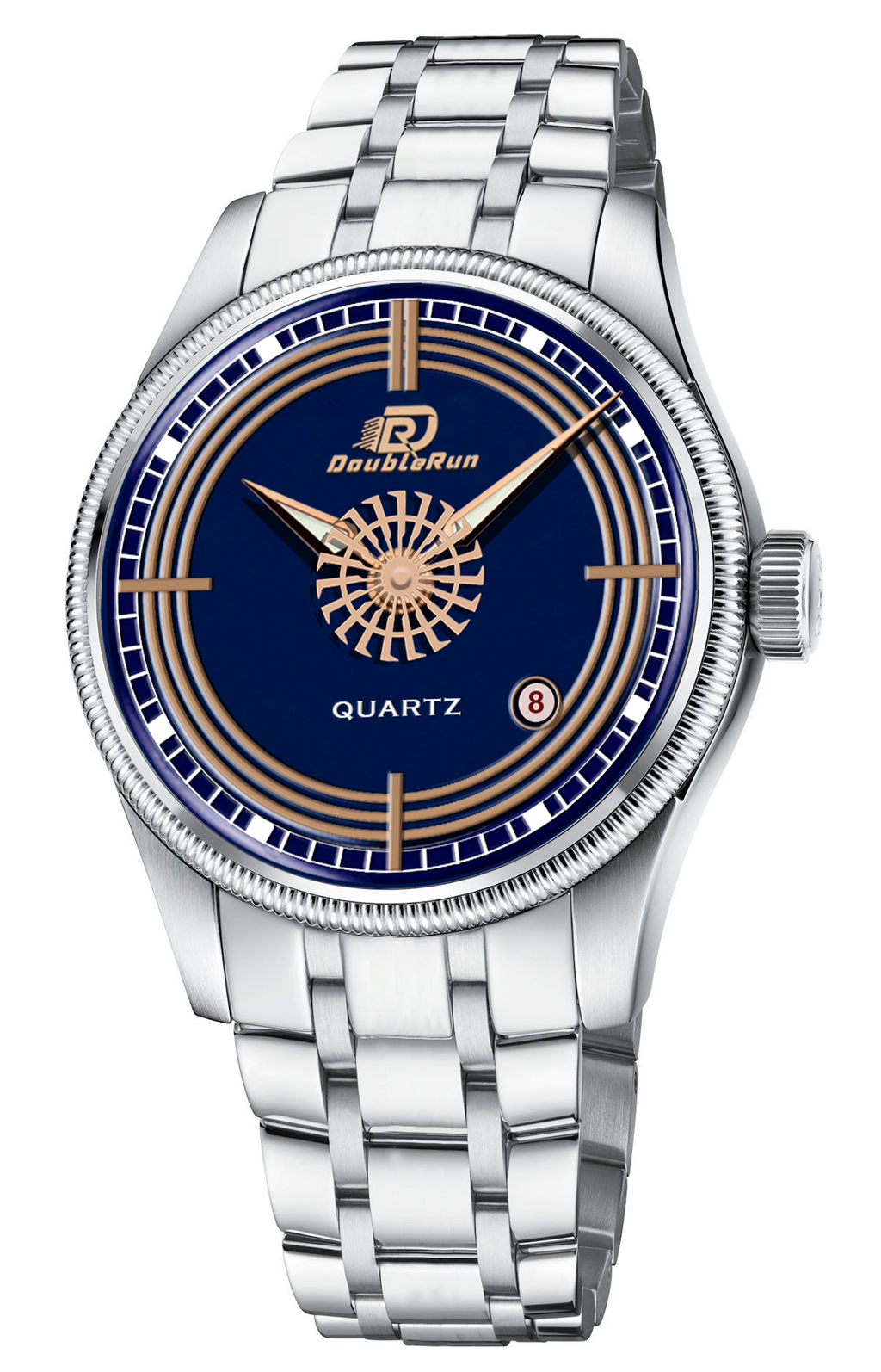 DOUBLERUN DR26003 Stainless Steel Men’s Wrist Watch with Date Function