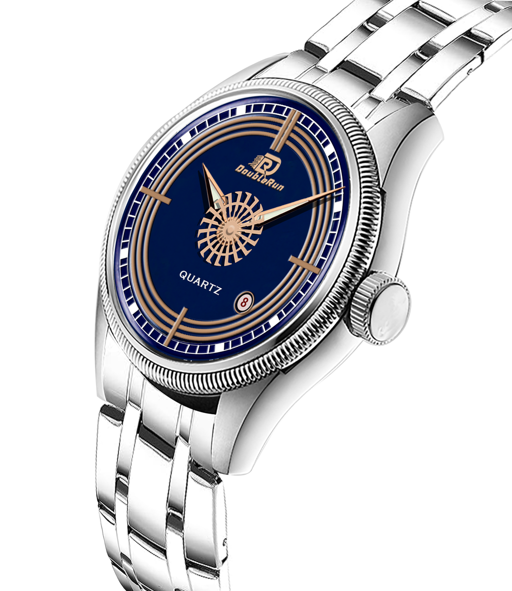 DOUBLERUN DR26003 Stainless Steel Men’s Wrist Watch with Date Function