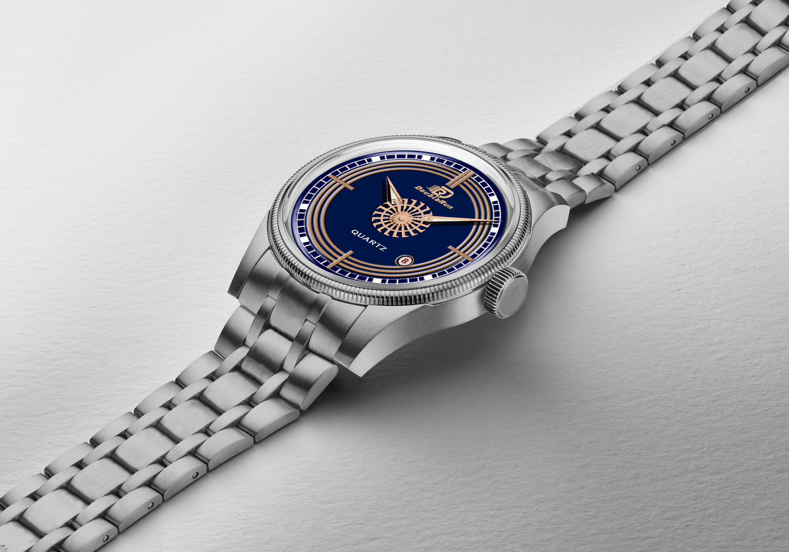 DOUBLERUN DR26003 Stainless Steel Men’s Wrist Watch with Date Function