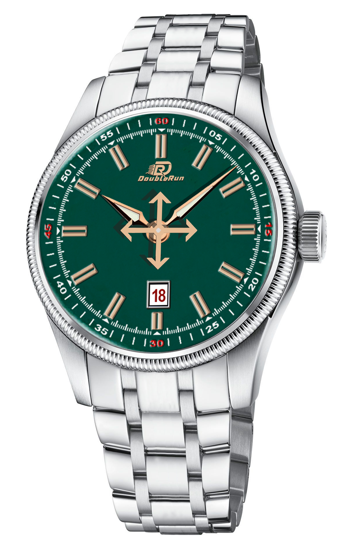 DOUBLERUN DR27001 Stainless Steel Men’s Wrist Watch with Date Function