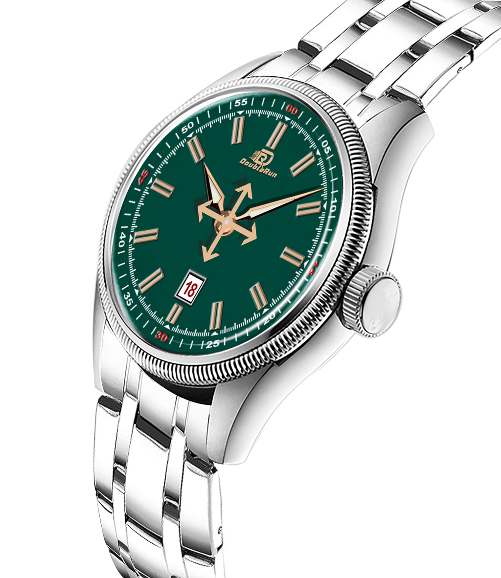 DOUBLERUN DR27001 Stainless Steel Men’s Wrist Watch with Date Function