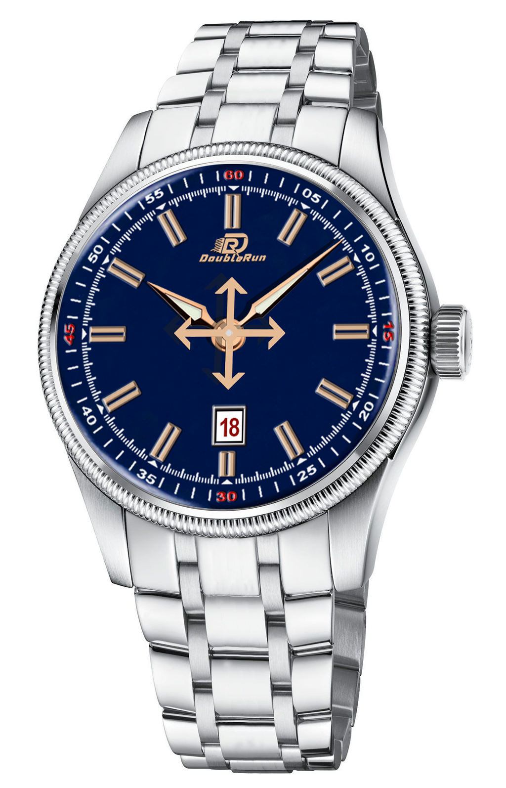 DOUBLERUN DR27003 Stainless Steel Men’s Wrist Watch with Date Function