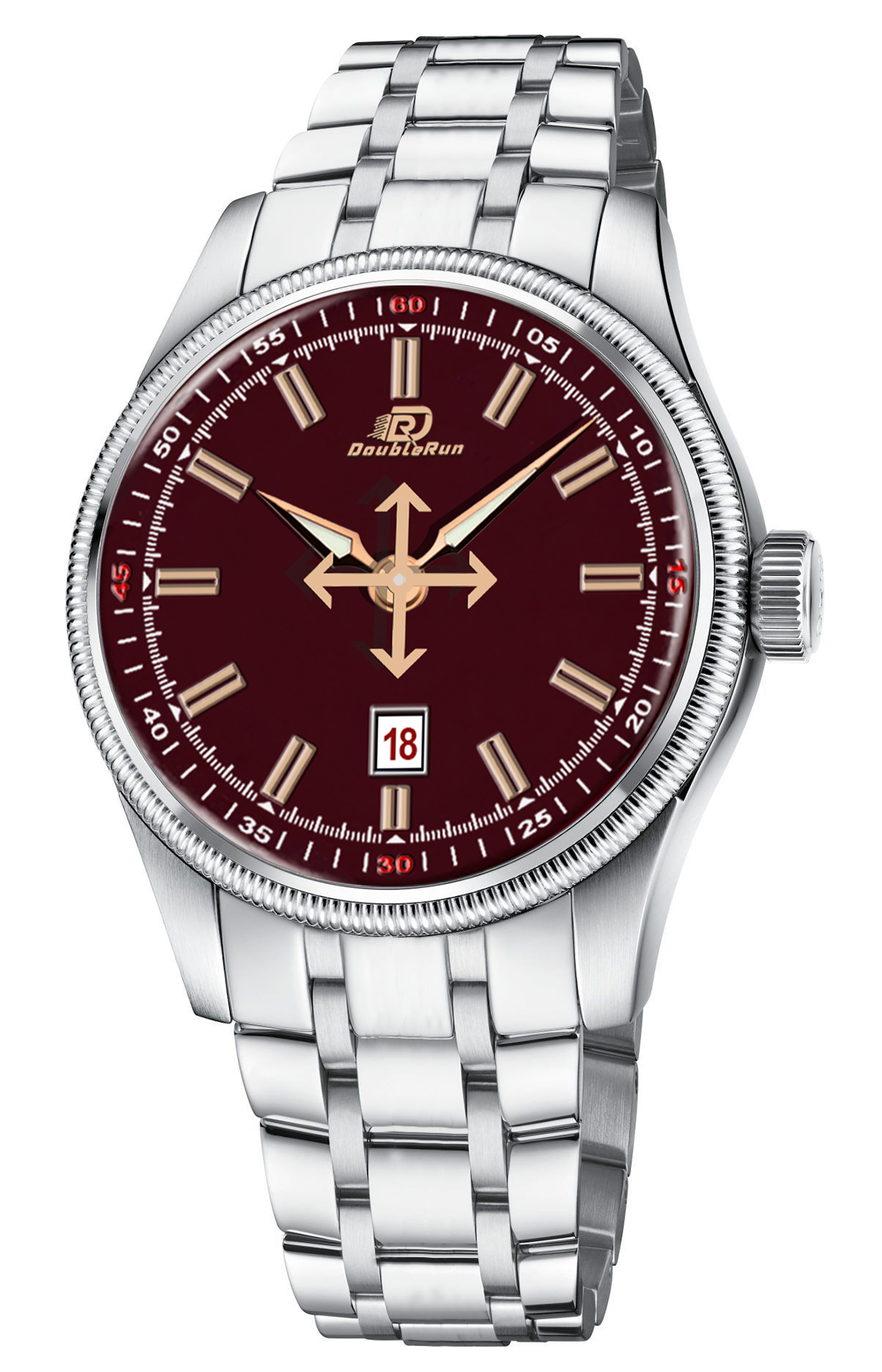 DOUBLERUN DR27004 Stainless Steel Men’s Wrist Watch with Date Function