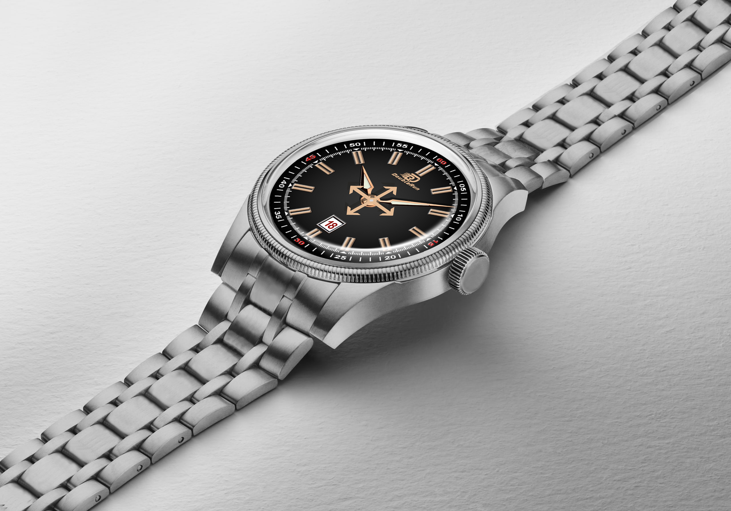 DOUBLERUN DR27005 Stainless Steel Men’s Wrist Watch with Date Function