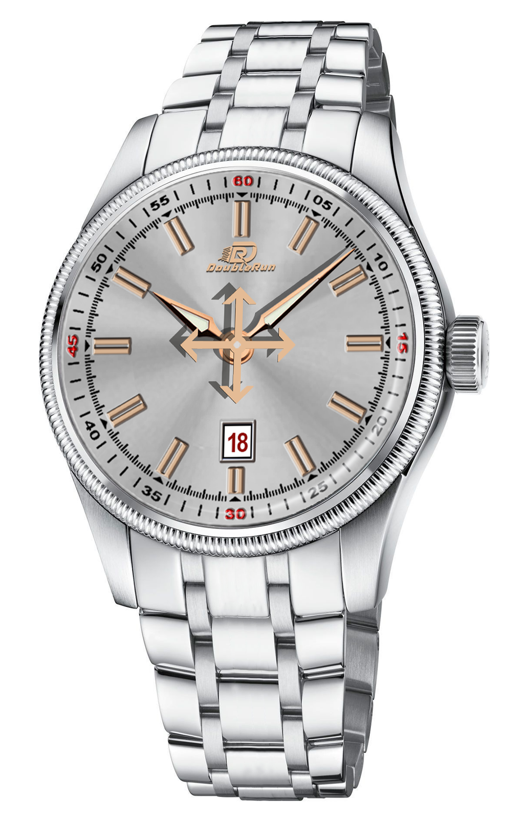 DOUBLERUN DR27006 Stainless Steel Men’s Wrist Watch with Date Function