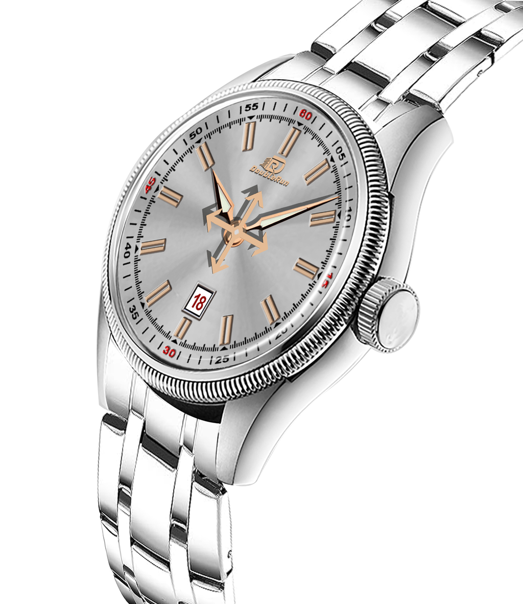 DOUBLERUN DR27006 Stainless Steel Men’s Wrist Watch with Date Function