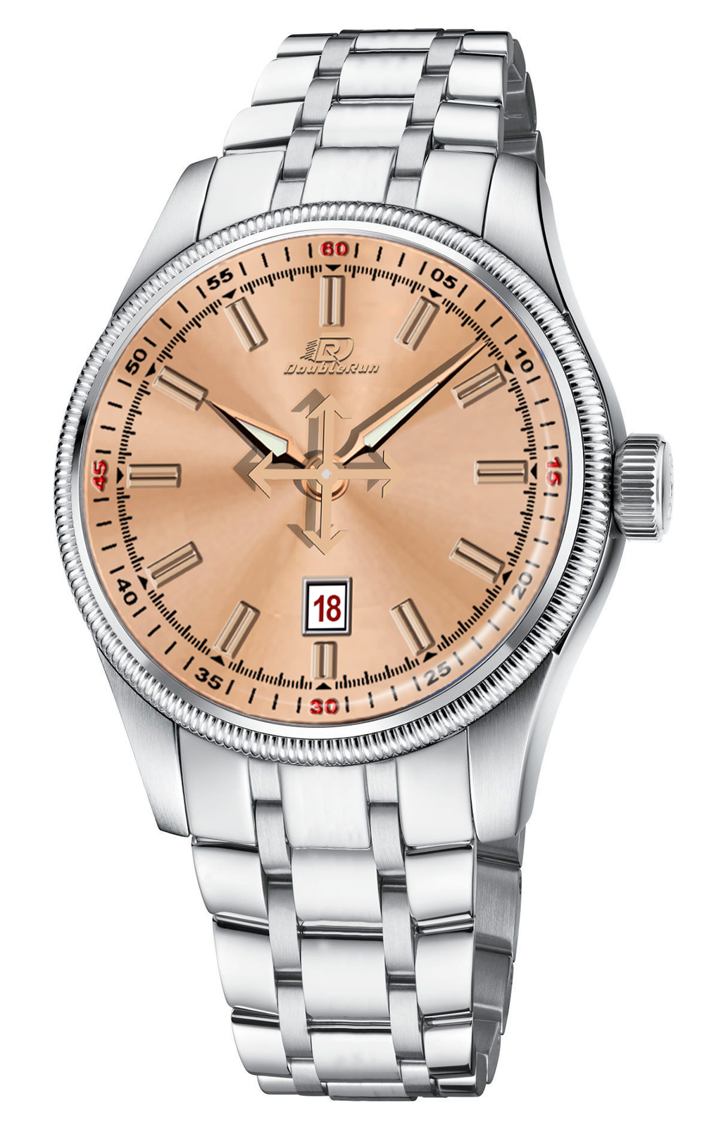 DOUBLERUN DR27007 Stainless Steel Men’s Wrist Watch with Date Function