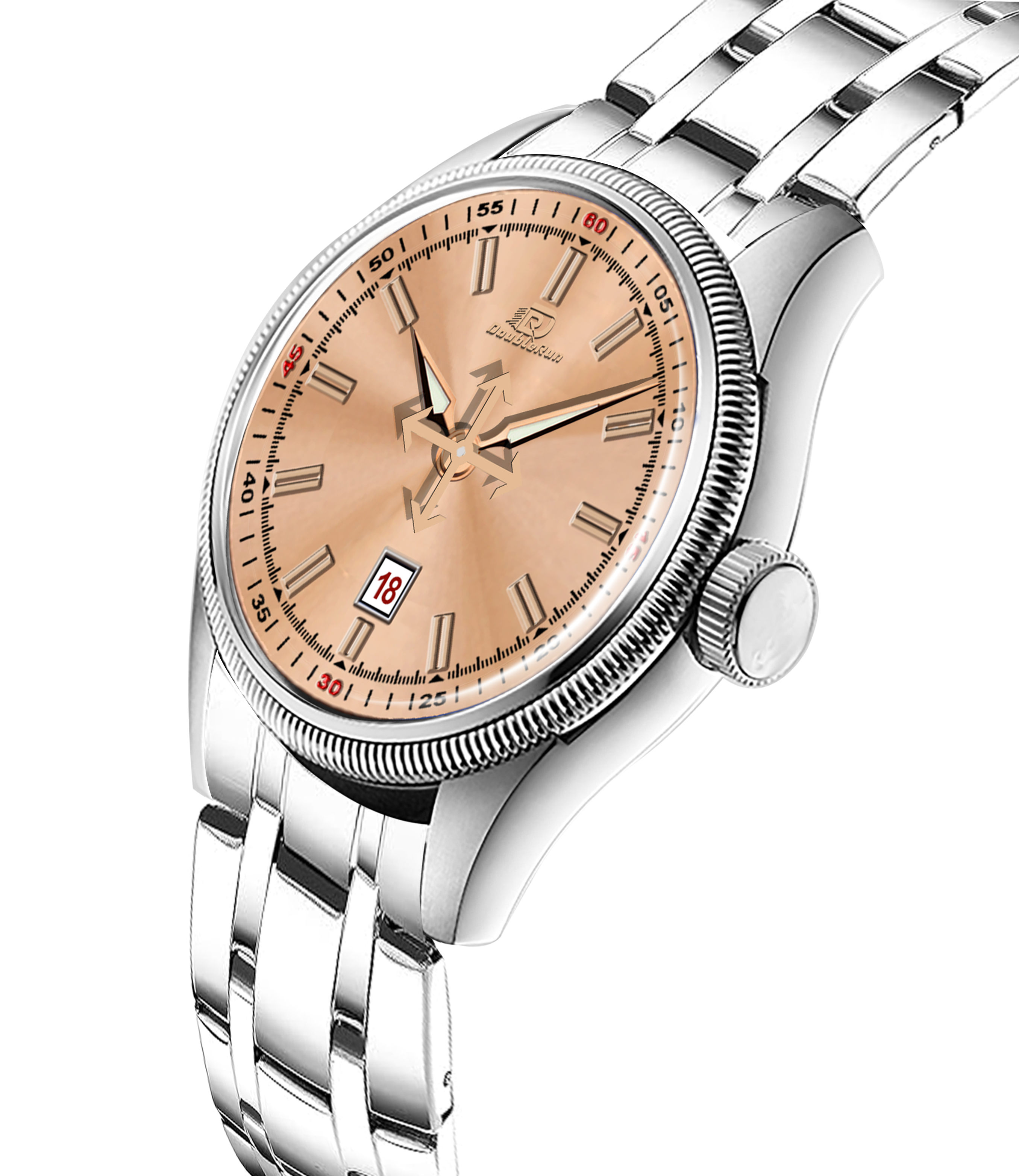 DOUBLERUN DR27007 Stainless Steel Men’s Wrist Watch with Date Function