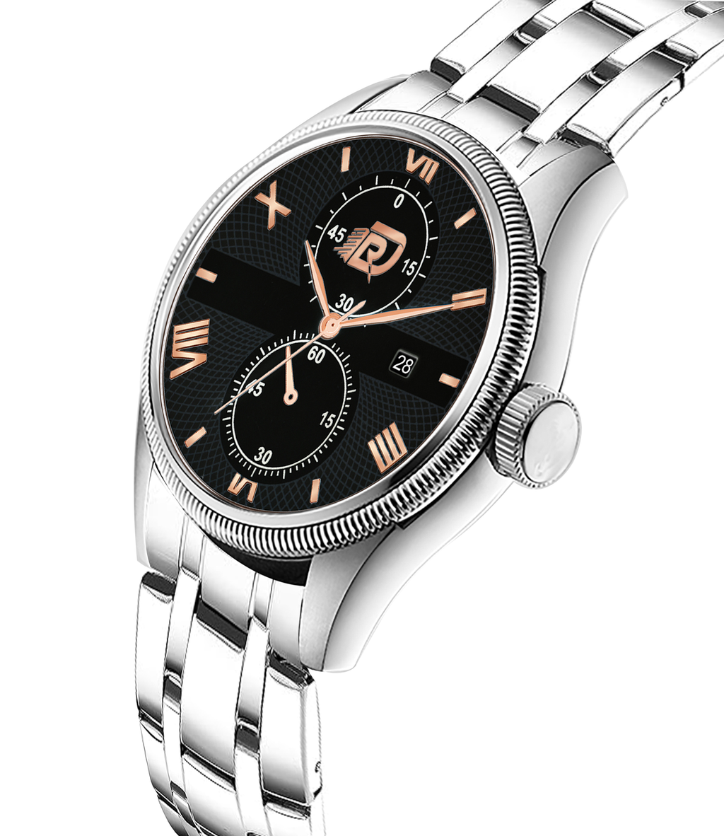 DOUBLERUN DR28005 Stainless Steel Men’s Wrist Watch with Date Function