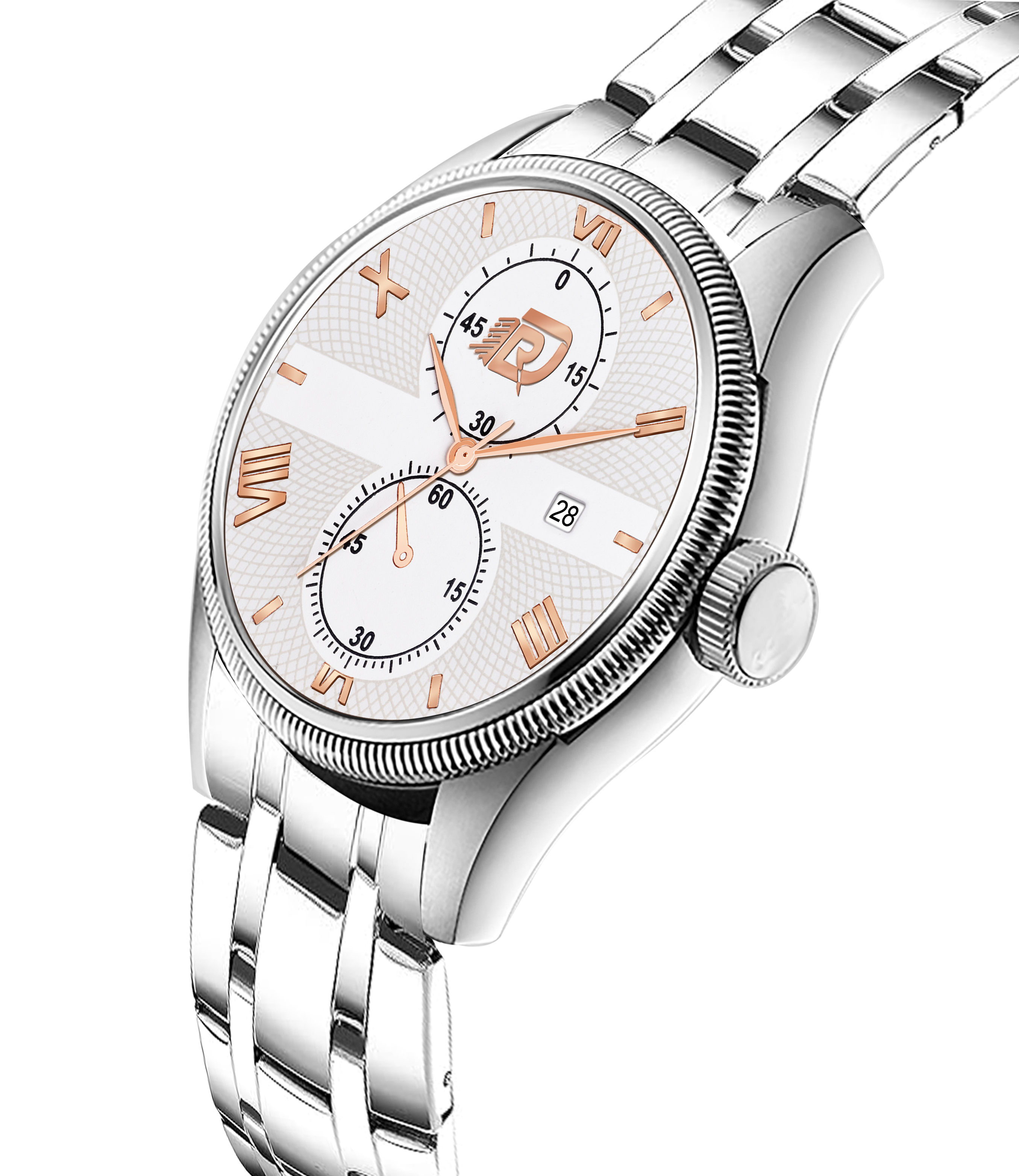 DOUBLERUN DR28006 Stainless Steel Men’s Wrist Watch with Date Function