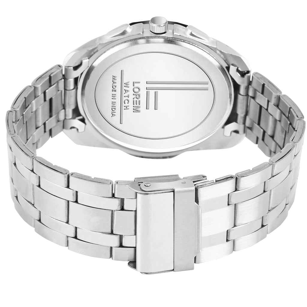 LOREM LR114 Men’s Stainless Steel Strap Wrist Watch with Brass Dial, Zinc Alloy Case