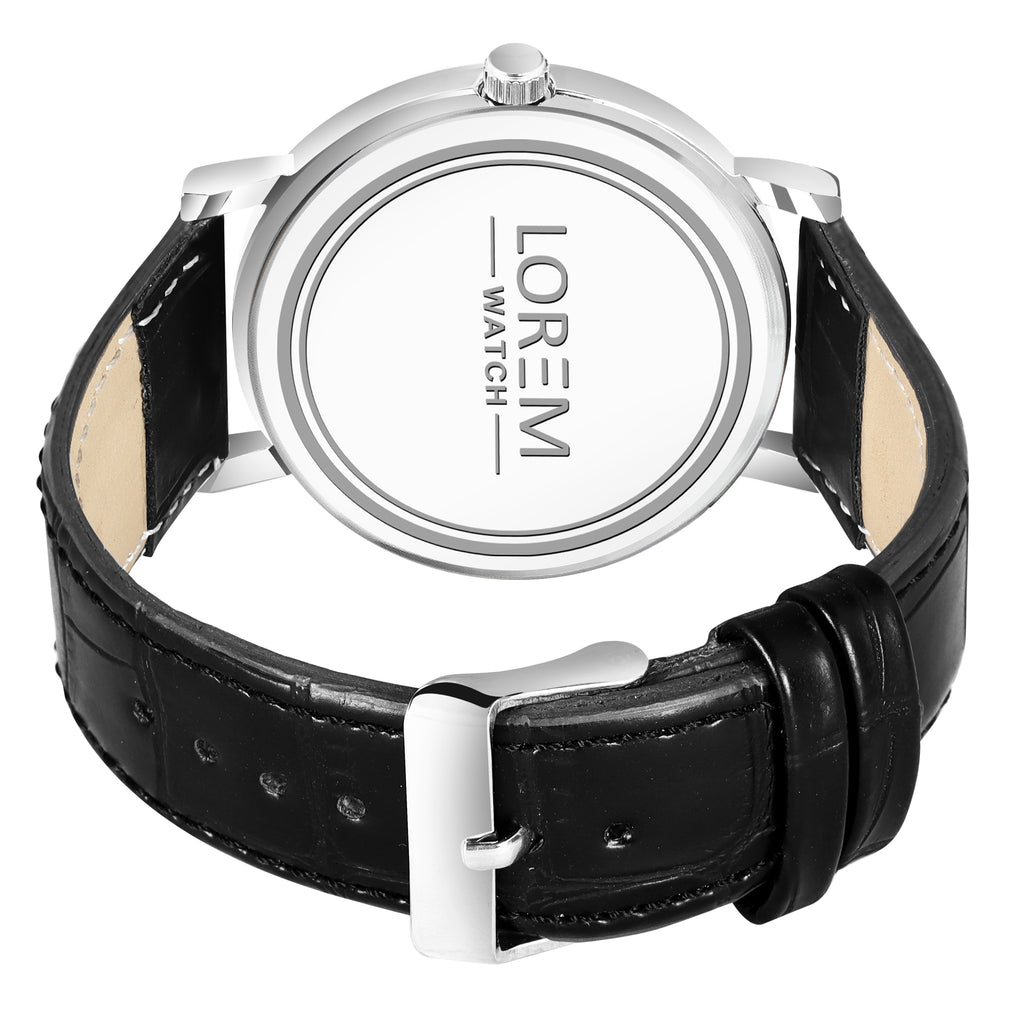 LOREM LR166 Men’s Lightweight Chronograph Watch with Roman Numerals & Faux Leather Strap