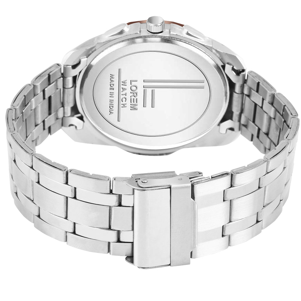 LOREM LR116 Men’s Stainless Steel Strap Wrist Watch with Brass Dial, Zinc Alloy Case t