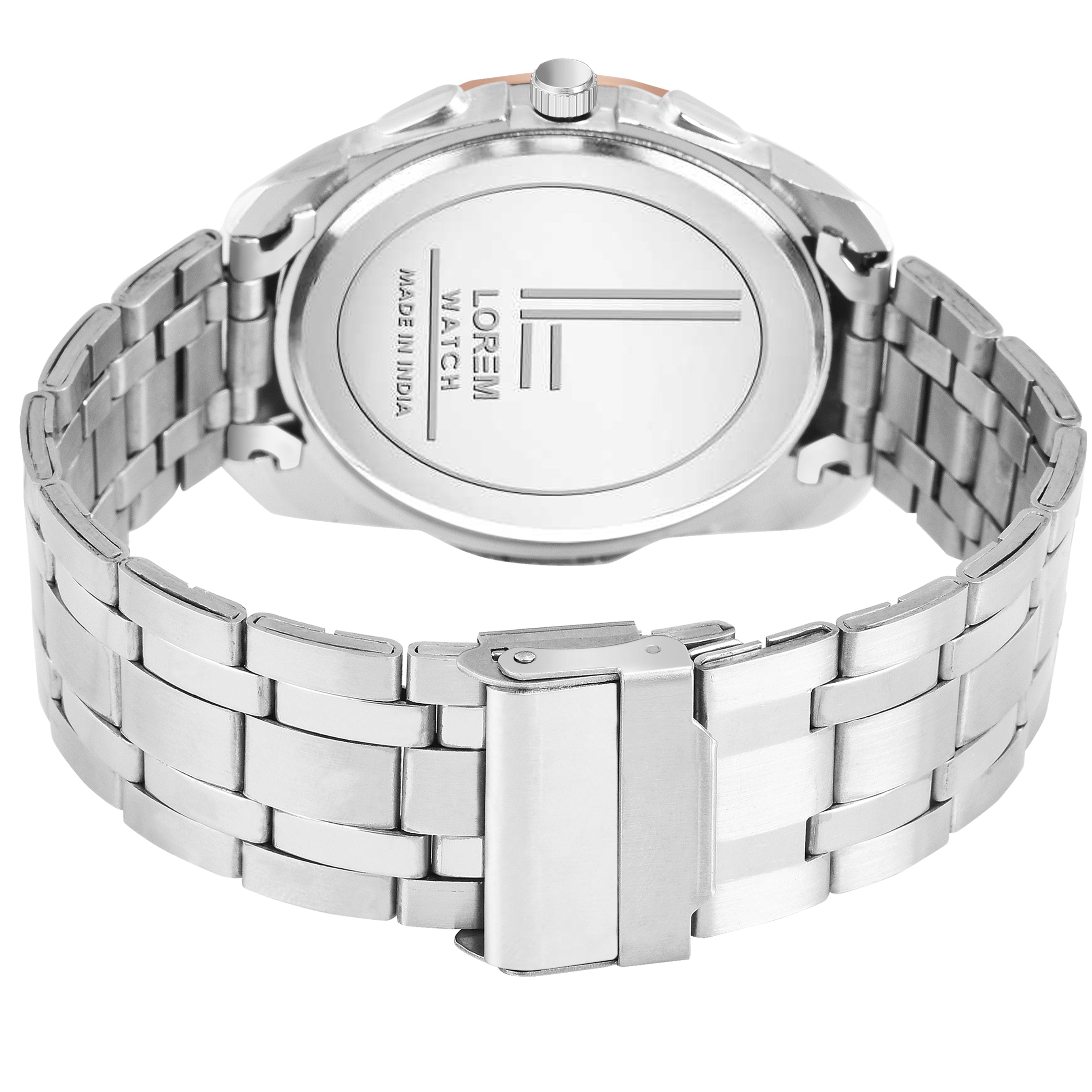 LOREM LR115 Men’s Stainless Steel Strap Wrist Watch with Brass Dial, Zinc Alloy Case