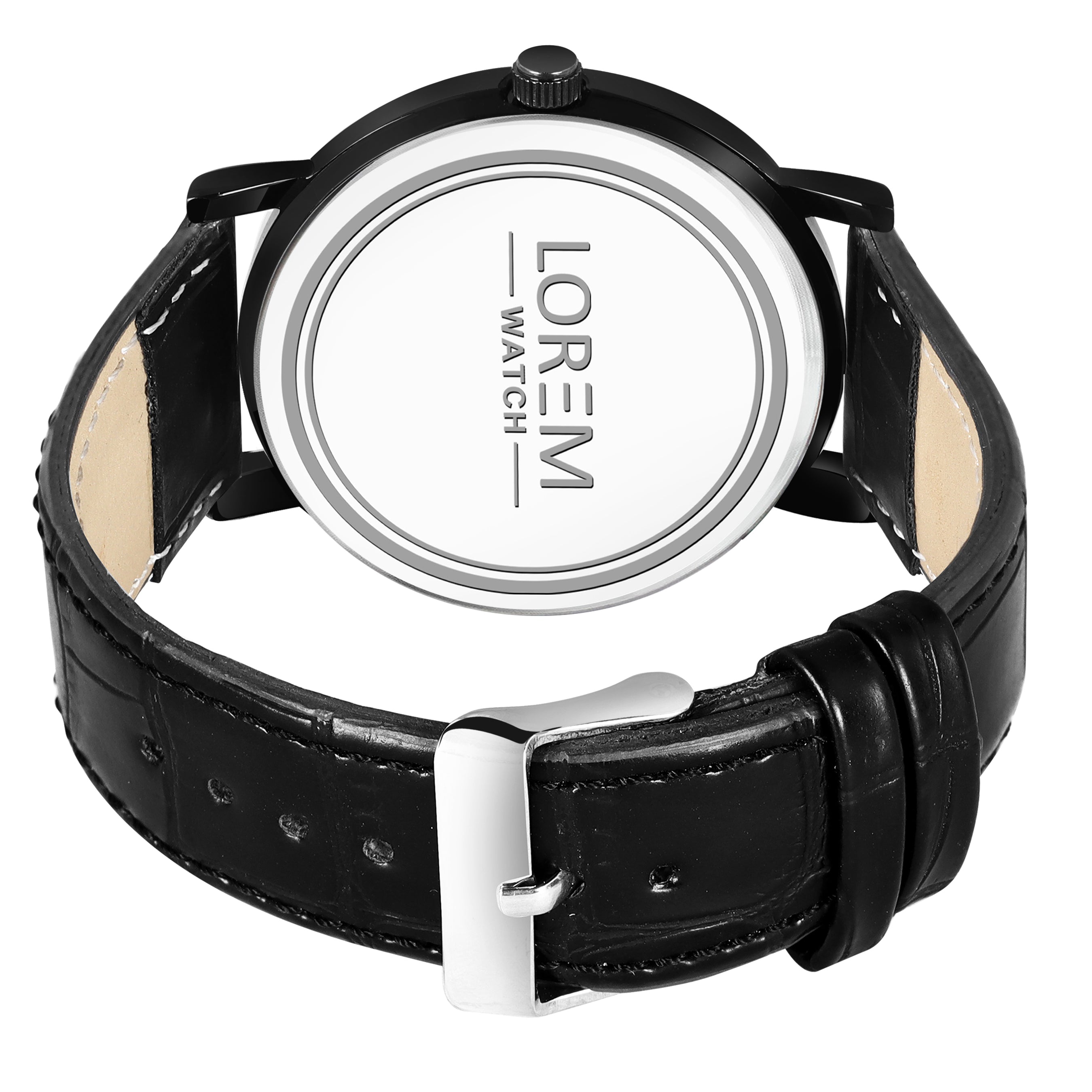 LOREM LR163 Men’s Chronograph Watch with Roman Numerals & Faux Leather Strap