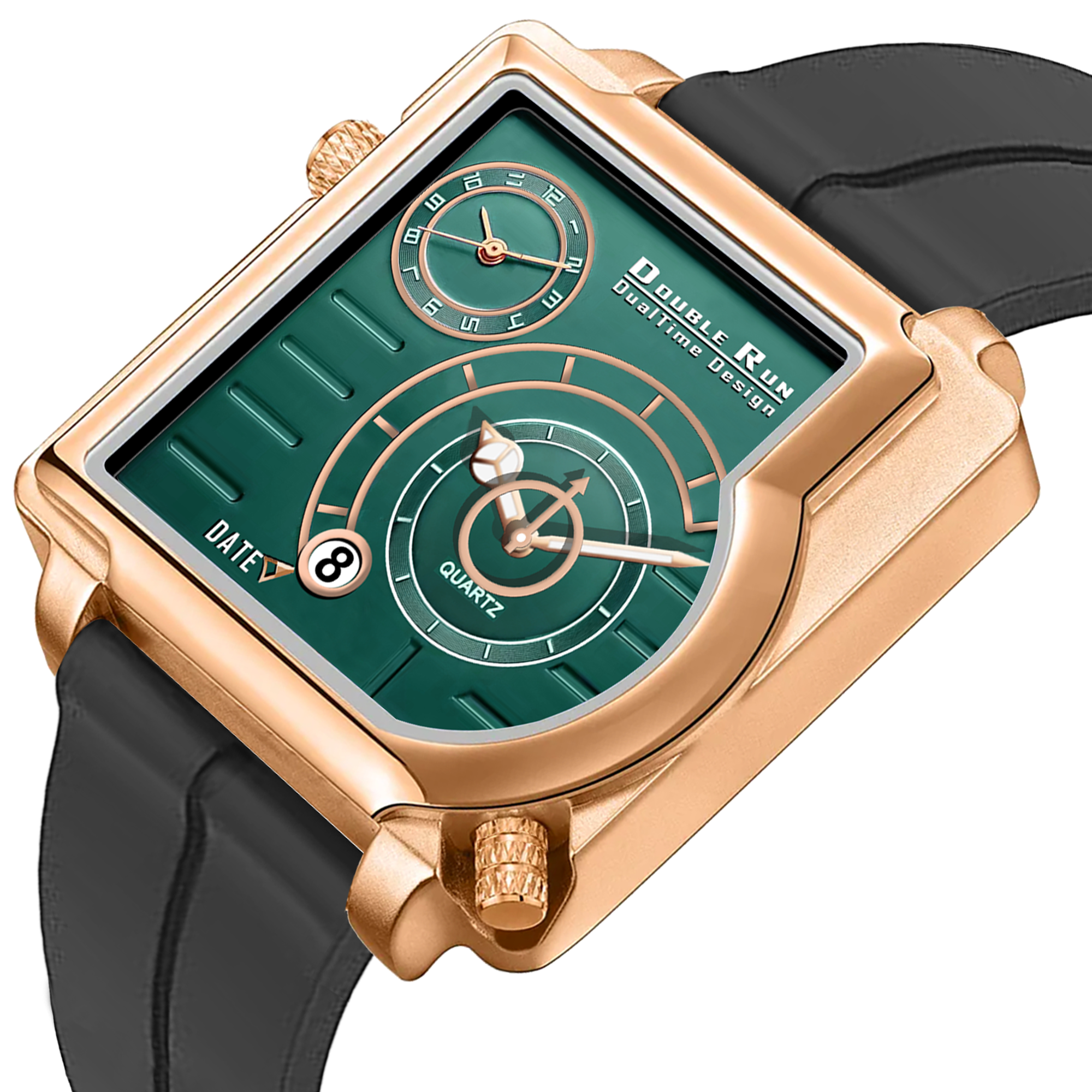 Doublerun DR31011 Dual-Time Analog Watch for Men | Copper Case, Radium Glow, Working Date, Magnetic Buckle | Multiple Color Options