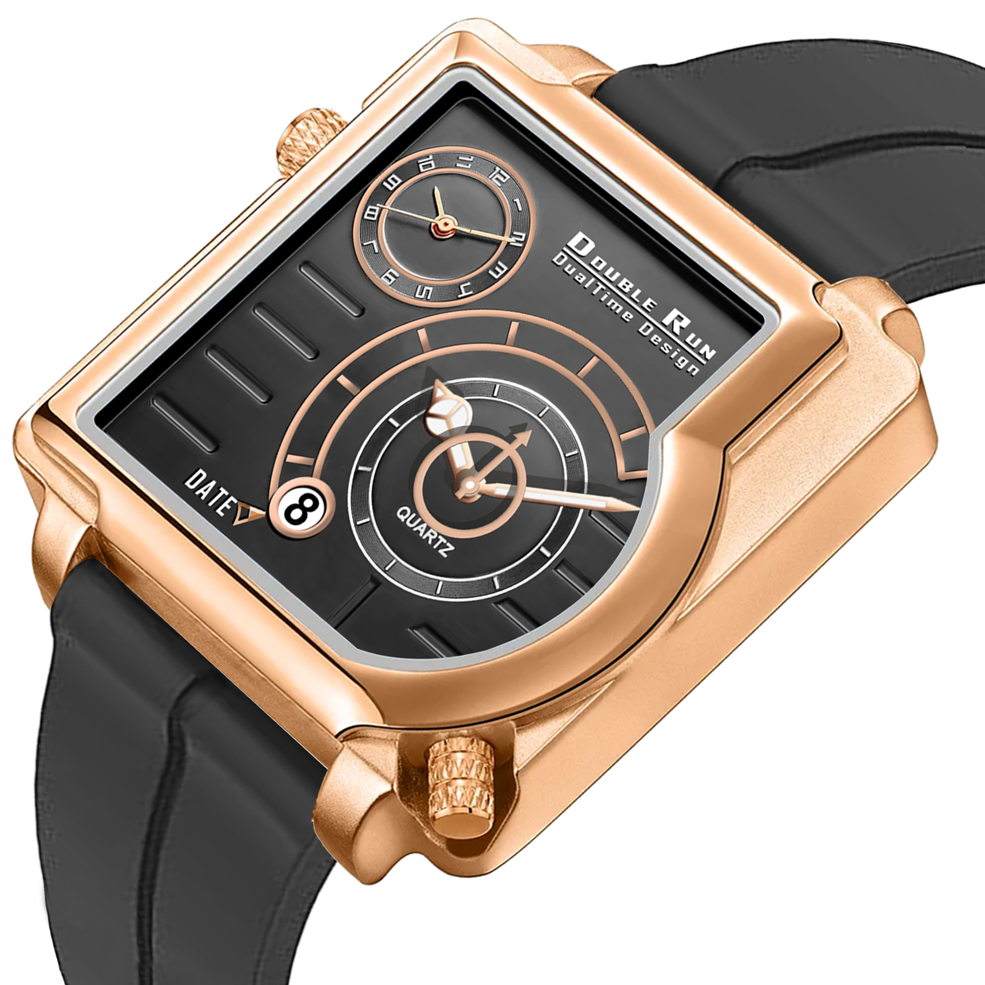 Doublerun DR31015 Dual-Time Analog Watch for Men | Copper Case, Radium Glow, Working Date, Magnetic Buckle | Multiple Color Options