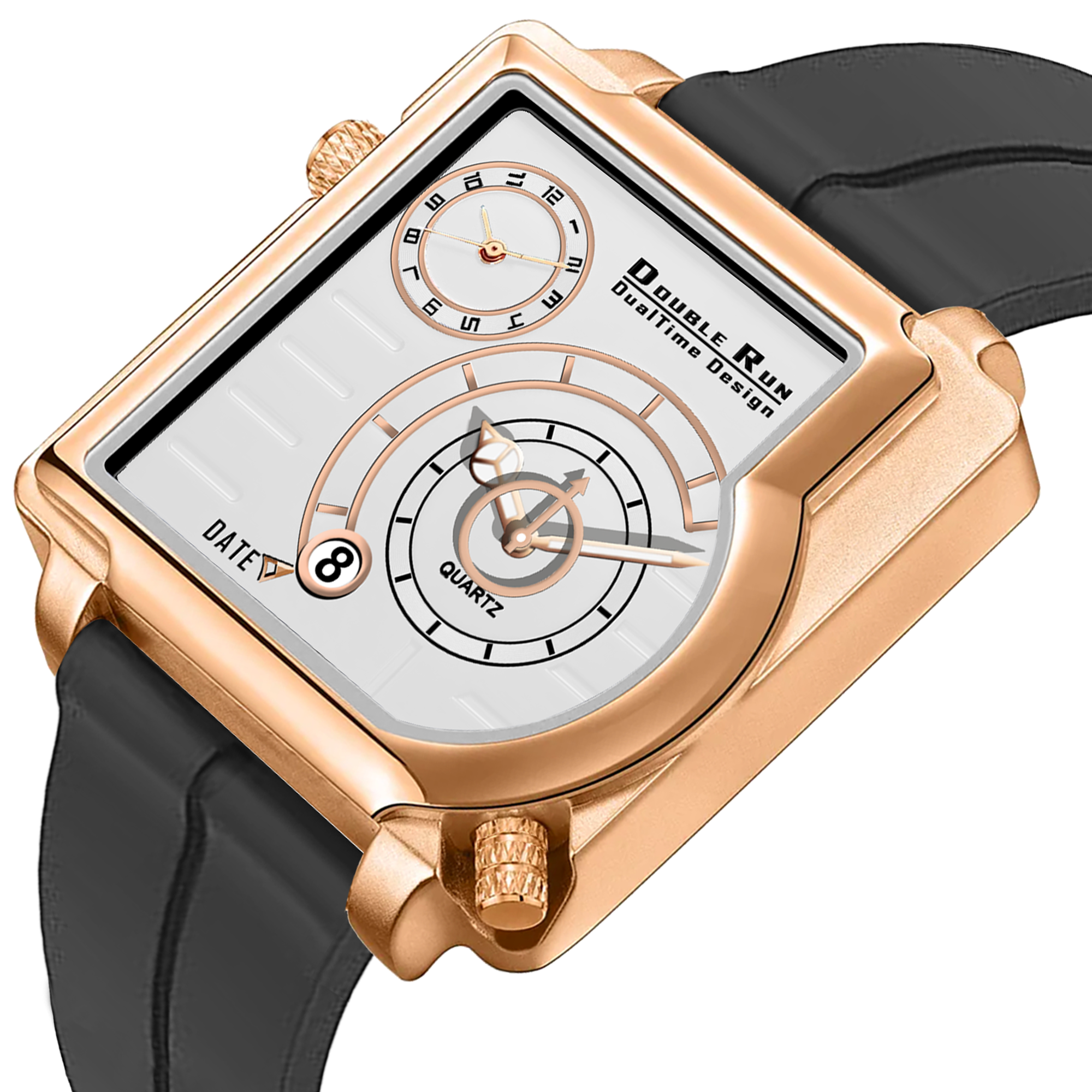 Doublerun DR31016 Dual-Time Analog Watch for Men | Copper Case, Radium Glow, Working Date, Magnetic Buckle | Multiple Color Options