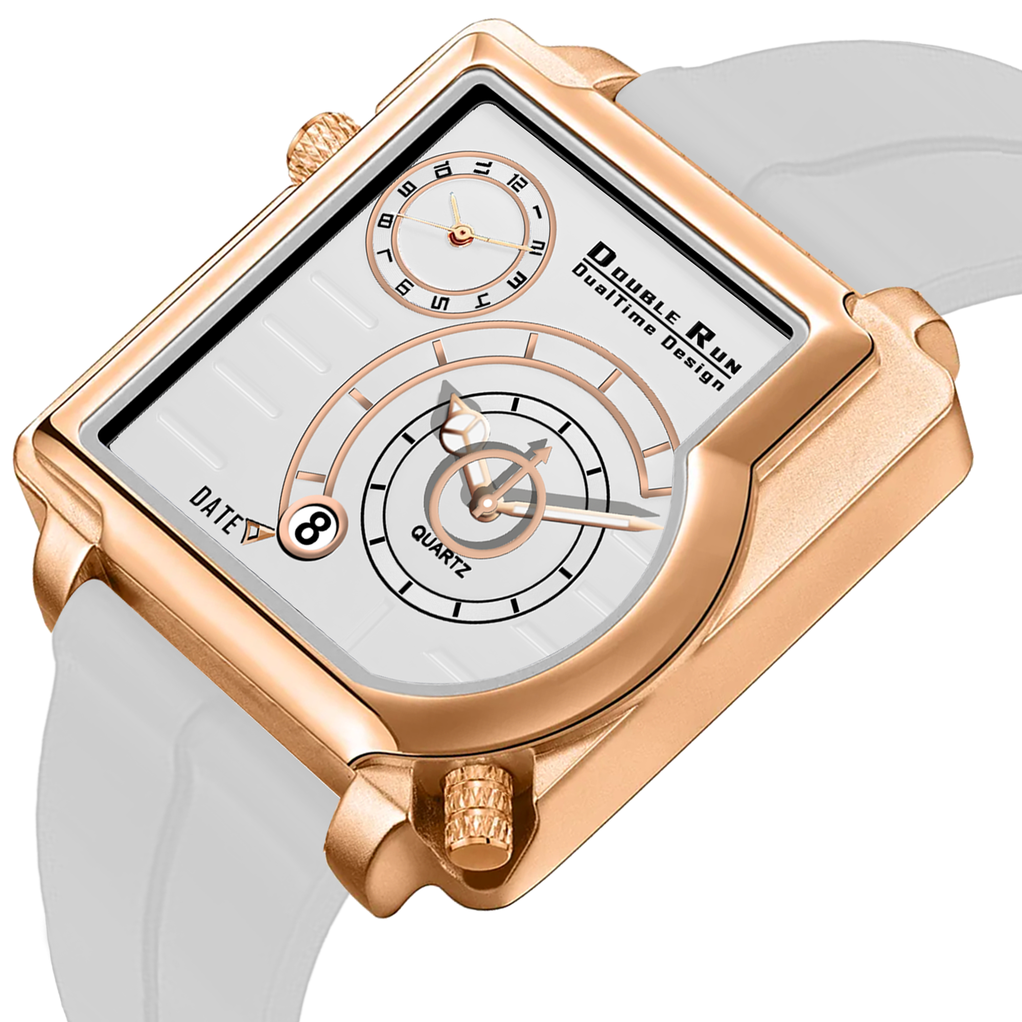 Doublerun DR31017 Dual-Time Analog Watch for Men | Copper Case, Radium Glow, Working Date, Magnetic Buckle | Multiple Color Options