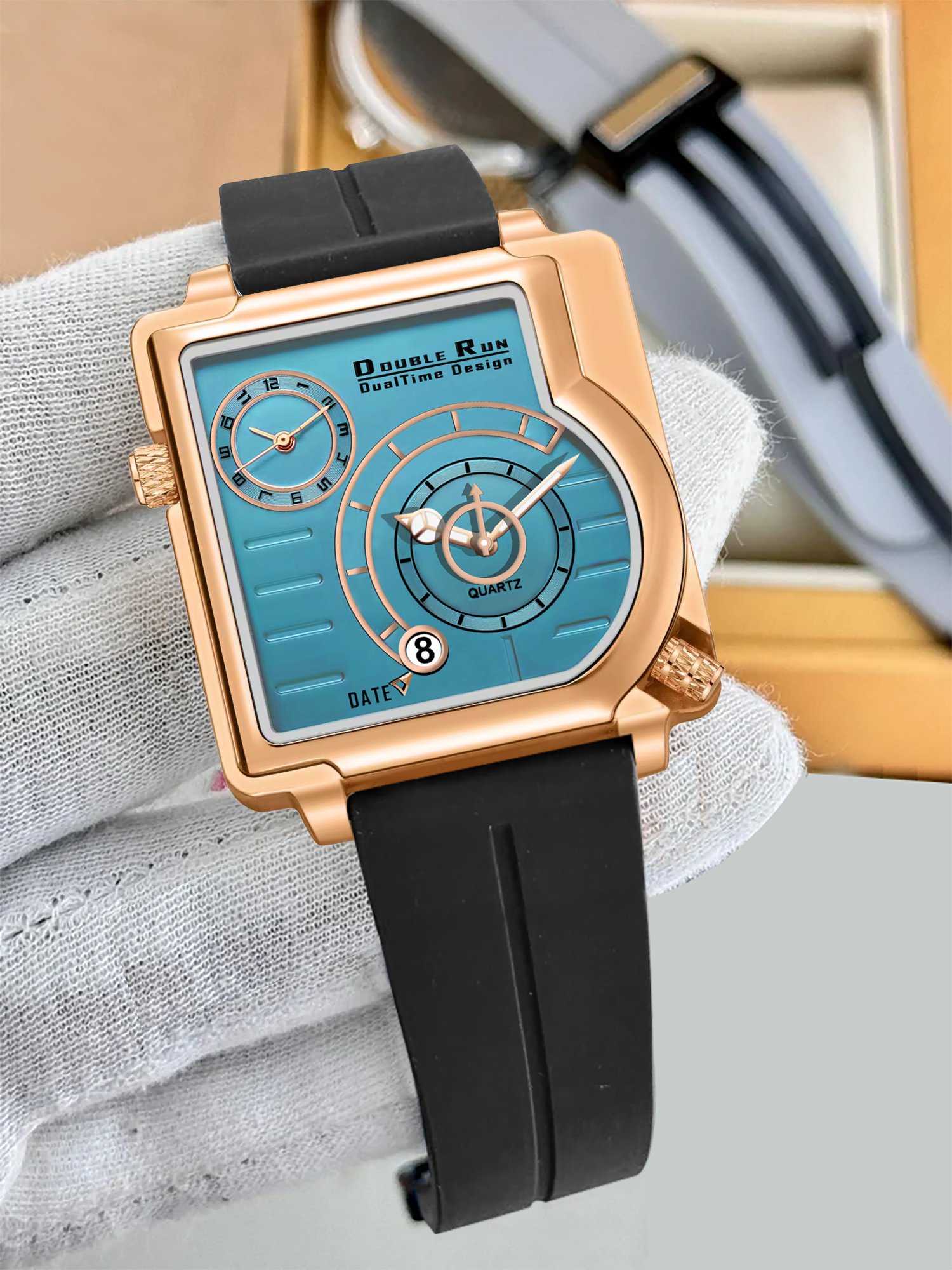 Doublerun DR31018 Dual-Time Analog Watch for Men | Copper Case, Radium Glow, Working Date, Magnetic Buckle | Multiple Color Options