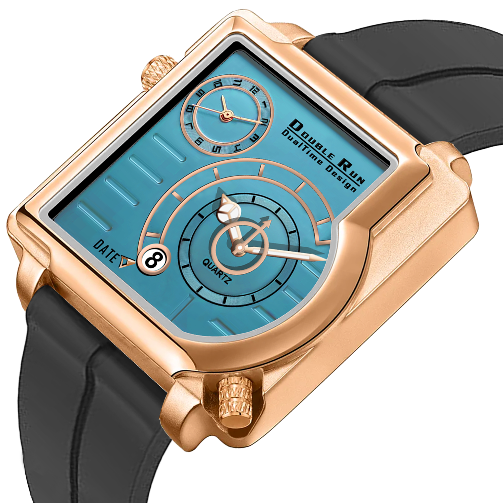 Doublerun DR31018 Dual-Time Analog Watch for Men | Copper Case, Radium Glow, Working Date, Magnetic Buckle | Multiple Color Options