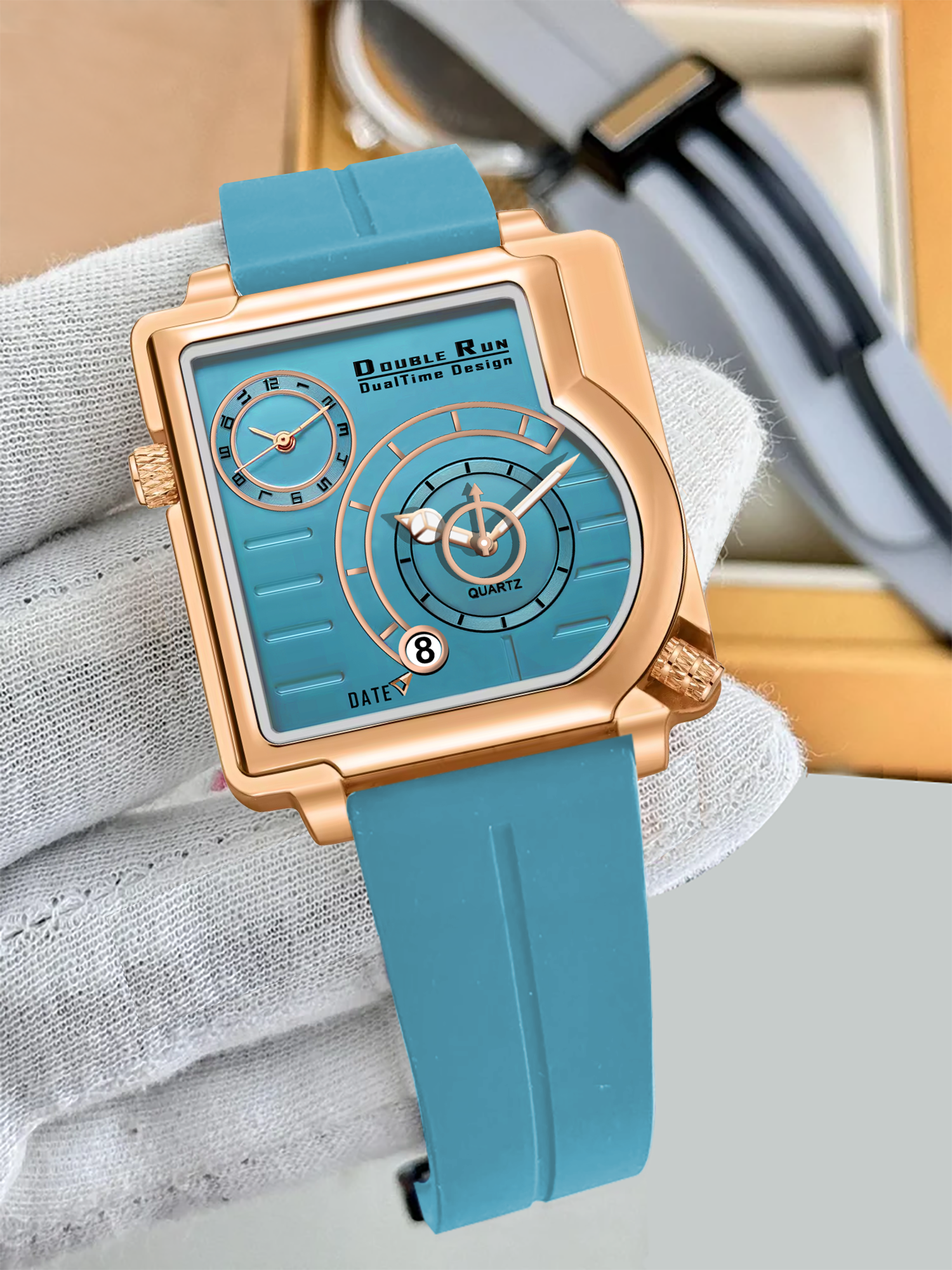 Doublerun DR31019 Dual-Time Analog Watch for Men | Copper Case, Radium Glow, Working Date, Magnetic Buckle | Multiple Color Options