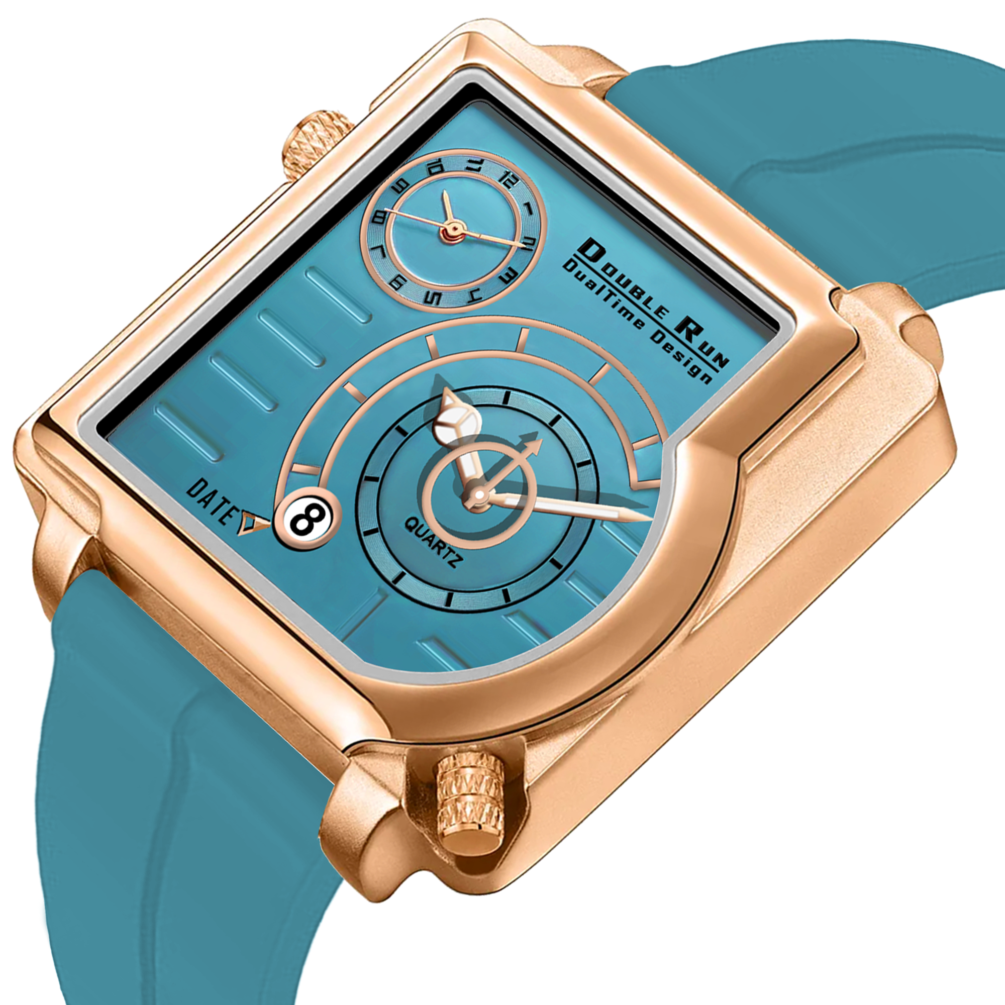 Doublerun DR31019 Dual-Time Analog Watch for Men | Copper Case, Radium Glow, Working Date, Magnetic Buckle | Multiple Color Options