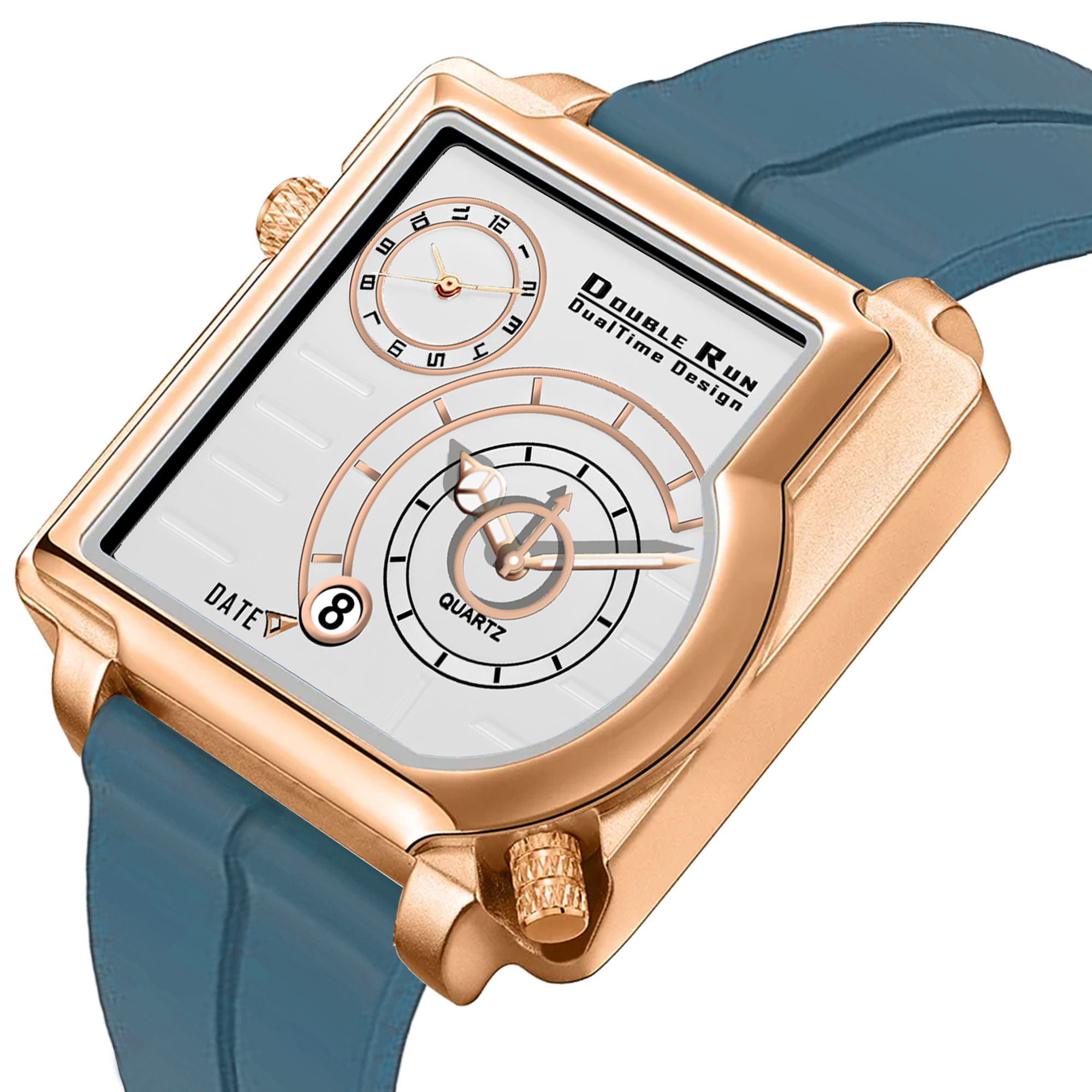 Doublerun DR31037 Dual-Time Analog Watch for Men | Copper Case, Radium Glow, Working Date, Magnetic Buckle | Multiple Color Options