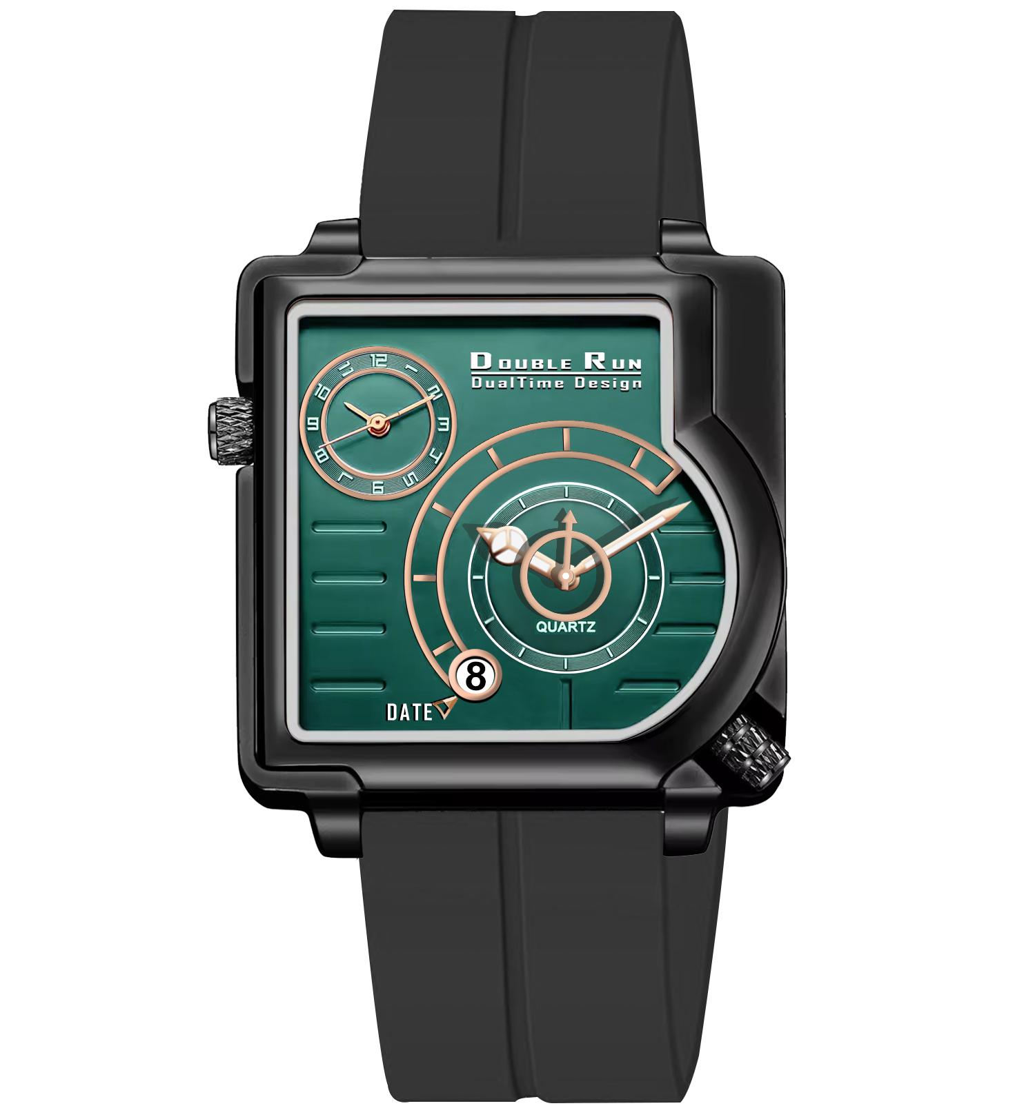 Doublerun DR31051 Dual-Time Analog Watch for Men | Radium Glow, Working Date, Magnetic Buckle | Multiple Dial & Strap Colors