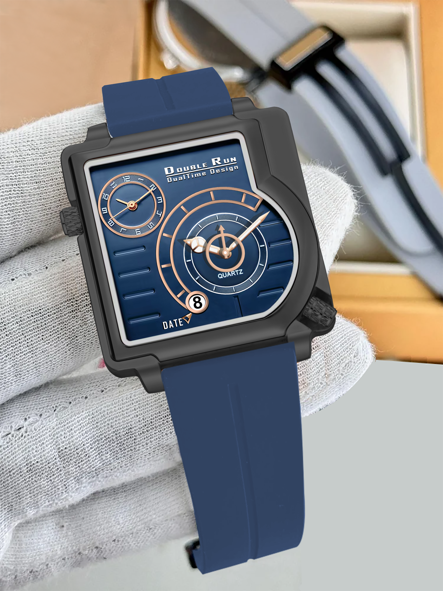 Doublerun DR31053 Dual-Time Analog Watch for Men | Radium Glow, Working Date, Magnetic Buckle | Multiple Dial & Strap Colors