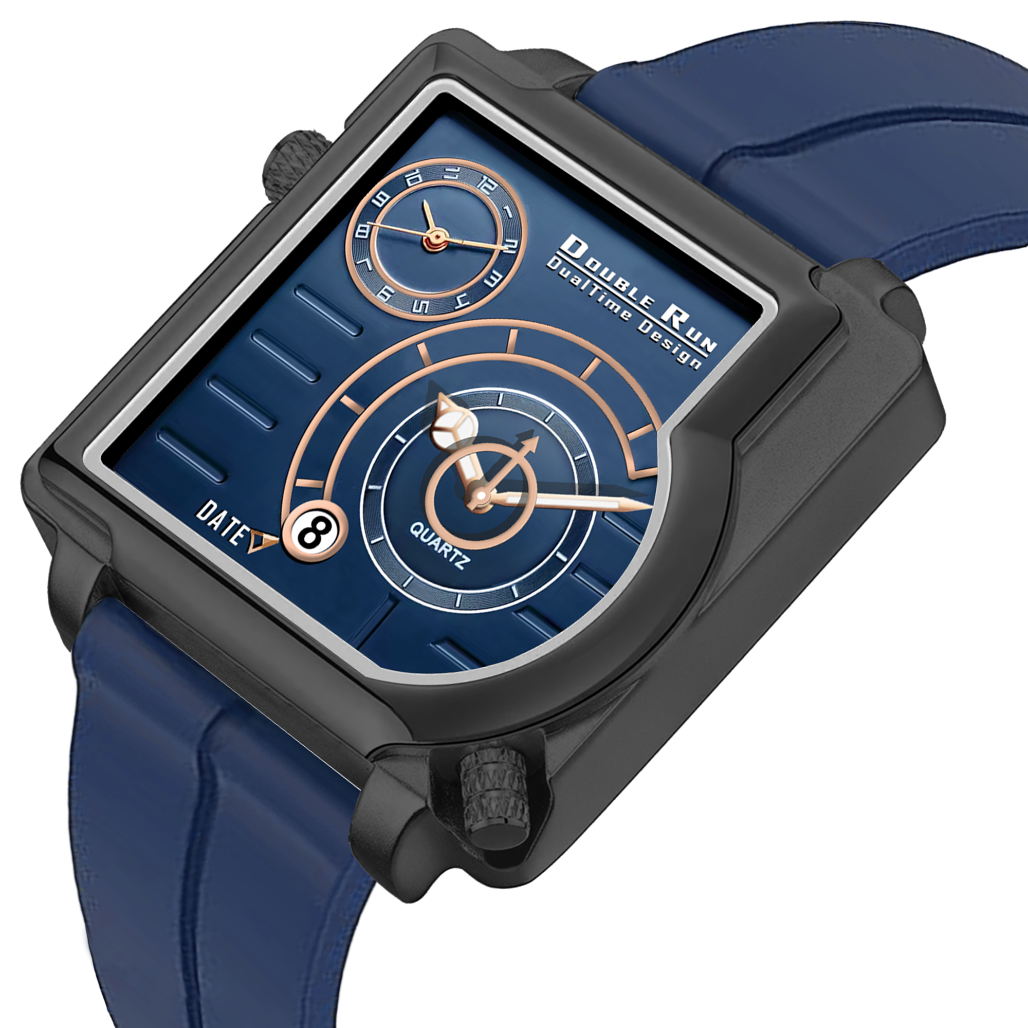 Doublerun DR31053 Dual-Time Analog Watch for Men | Radium Glow, Working Date, Magnetic Buckle | Multiple Dial & Strap Colors