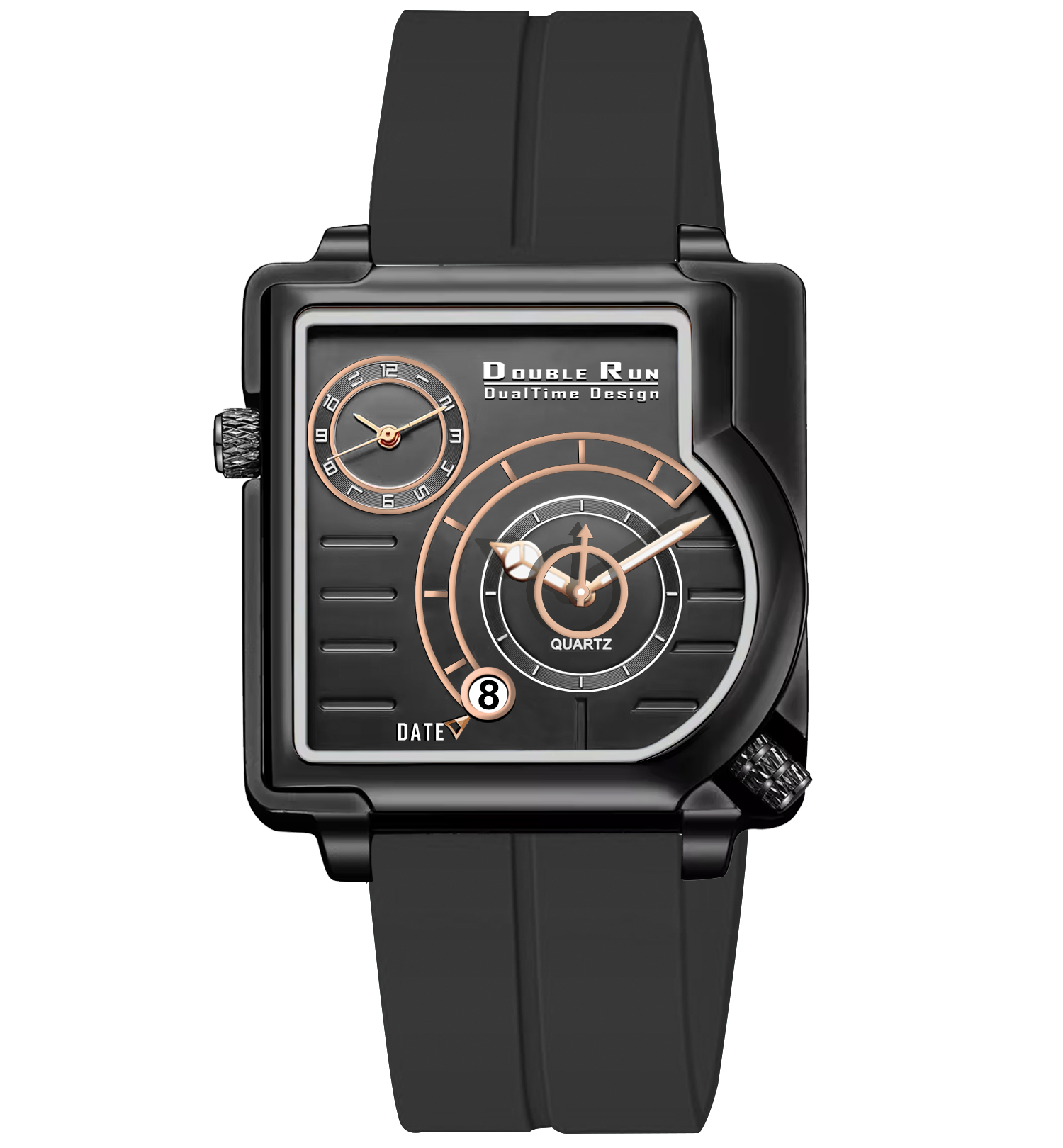 Doublerun DR31055 Dual-Time Analog Watch for Men | Radium Glow, Working Date, Magnetic Buckle | Multiple Dial & Strap Colors