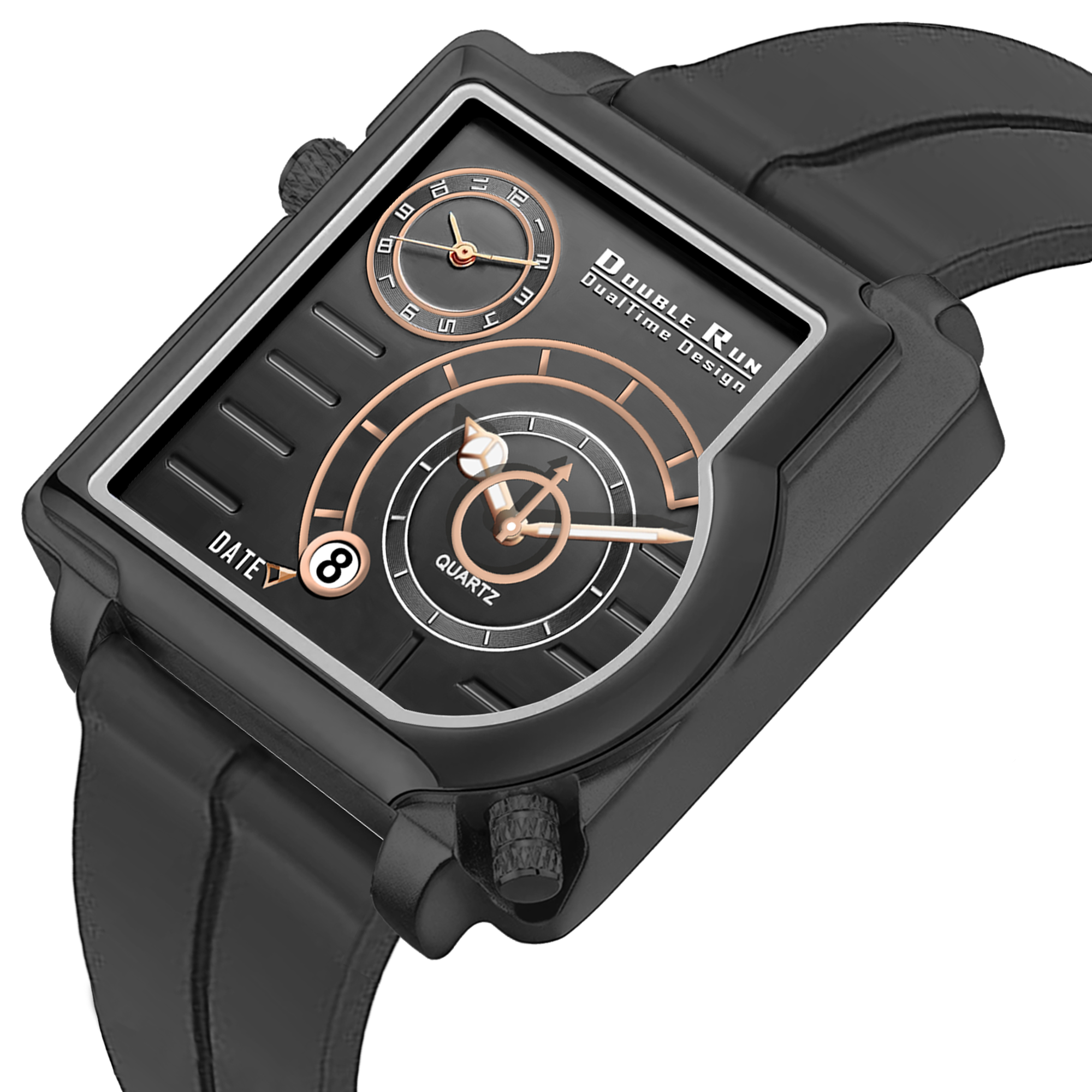 Doublerun DR31055 Dual-Time Analog Watch for Men | Radium Glow, Working Date, Magnetic Buckle | Multiple Dial & Strap Colors