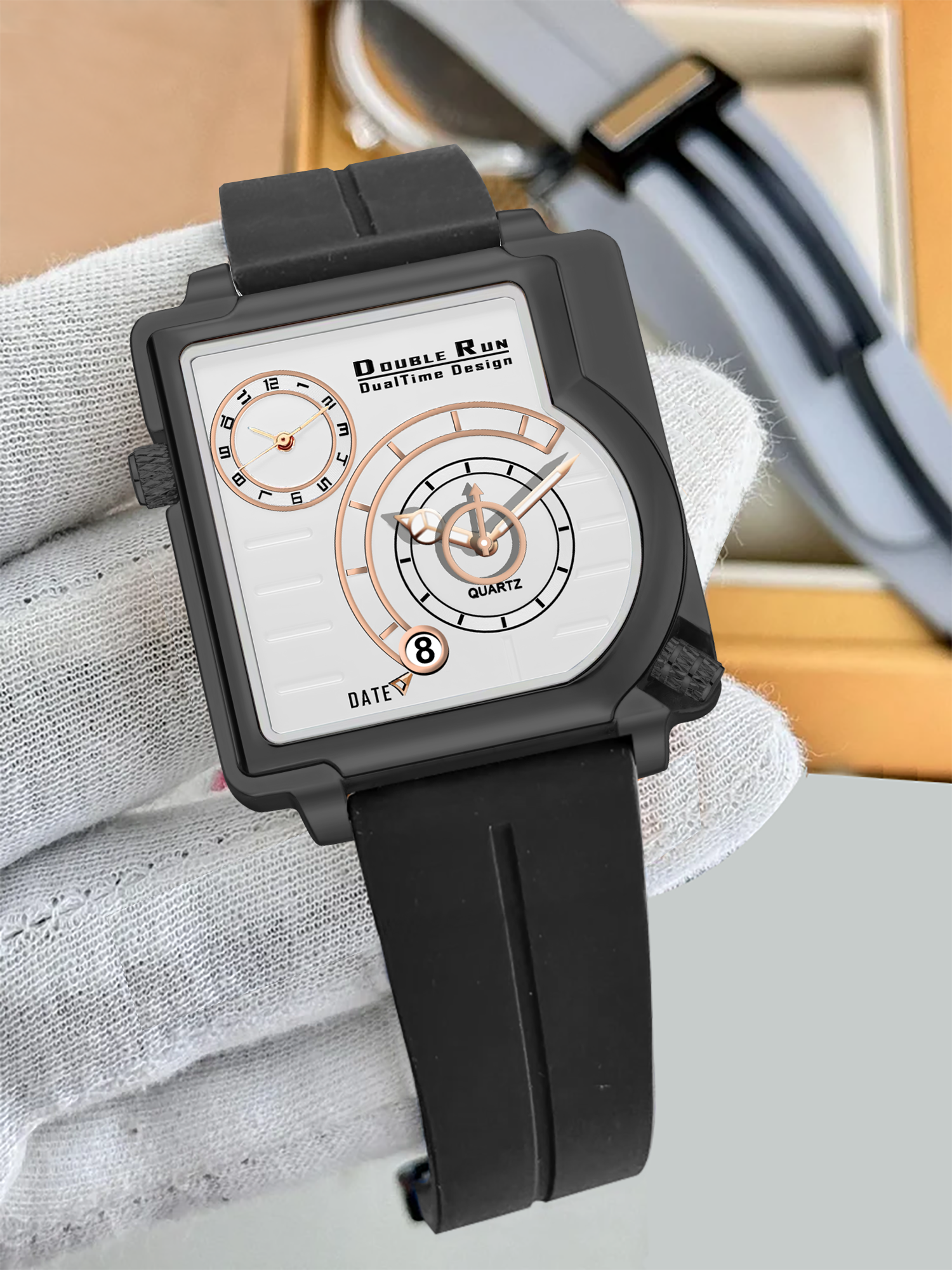 Doublerun DR31056 Dual-Time Analog Watch for Men | Radium Glow, Working Date, Magnetic Buckle | Multiple Dial & Strap Colors